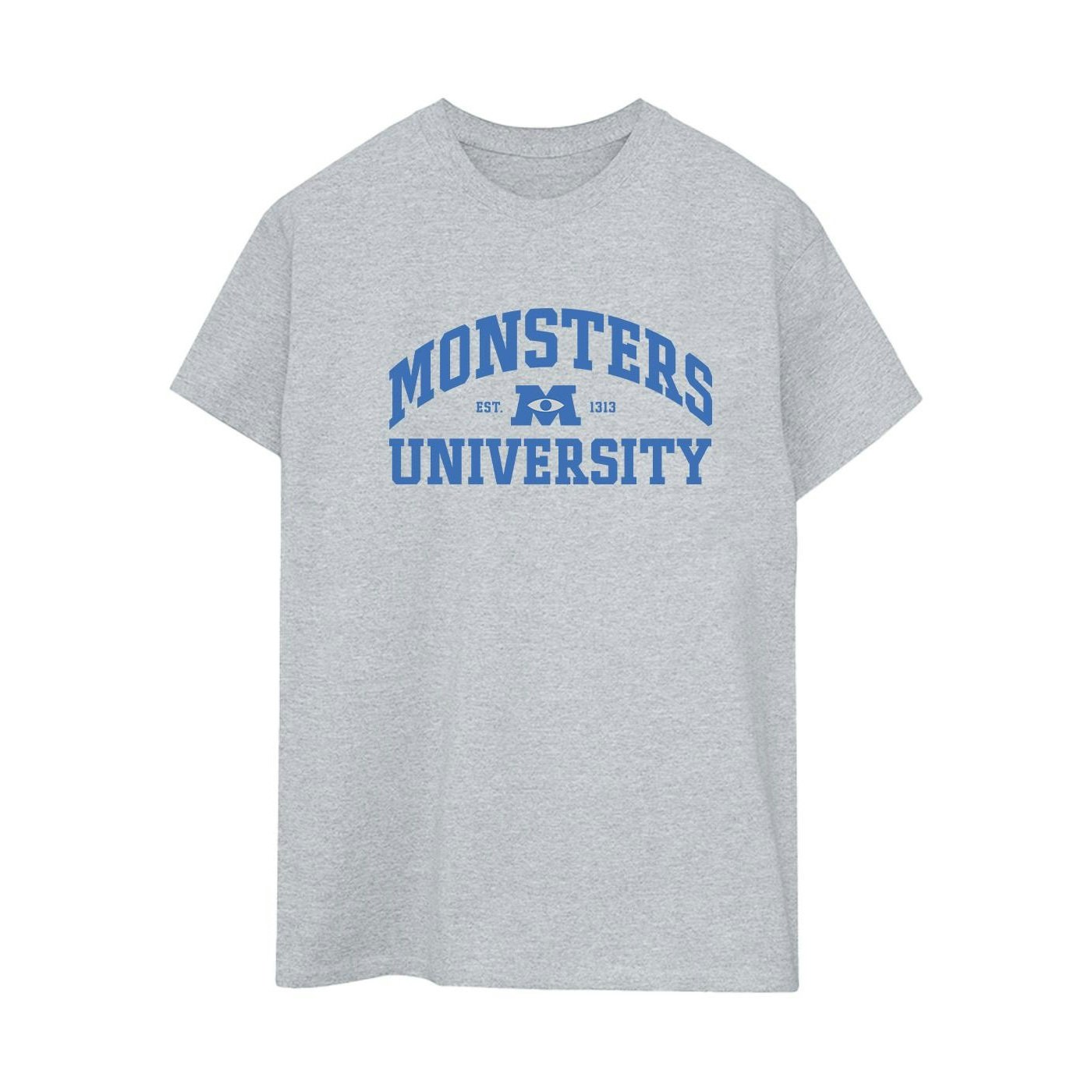 Disney Women's Grey / Monsters University Logo Cotton Boyfriend T-Shirt - Sports - Sports - 4XL