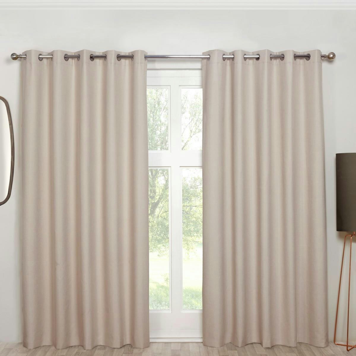 Sundour Light/Green Cosmos Natural Eyelet Ready Made Eyelet Curtains - Natural - 66X72" - Curtains