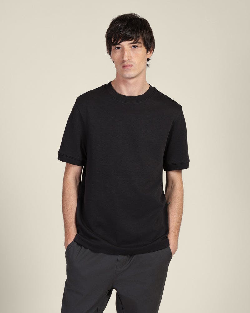 Larsson & Co Black Heavy T-Shirt With Ribbed Details - Xl