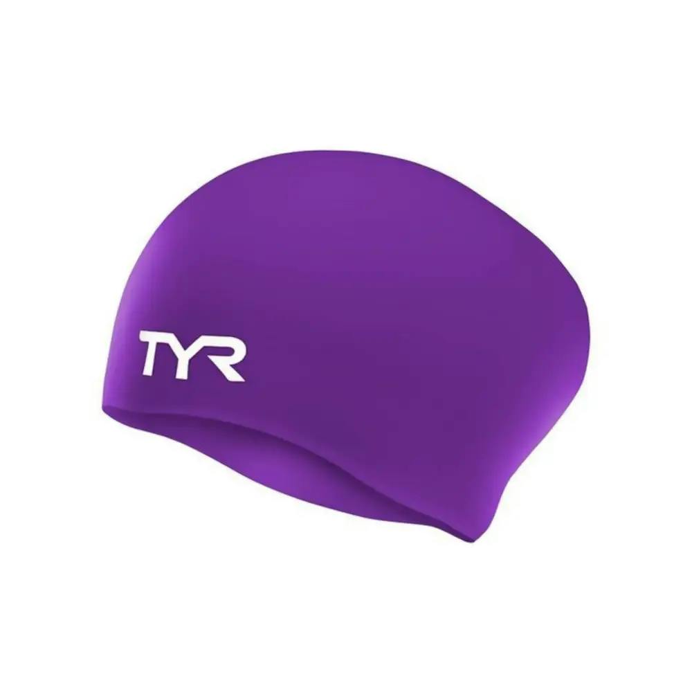 Tyr Purple Long Hair Wrinkle-Free Silicone Swim Cap