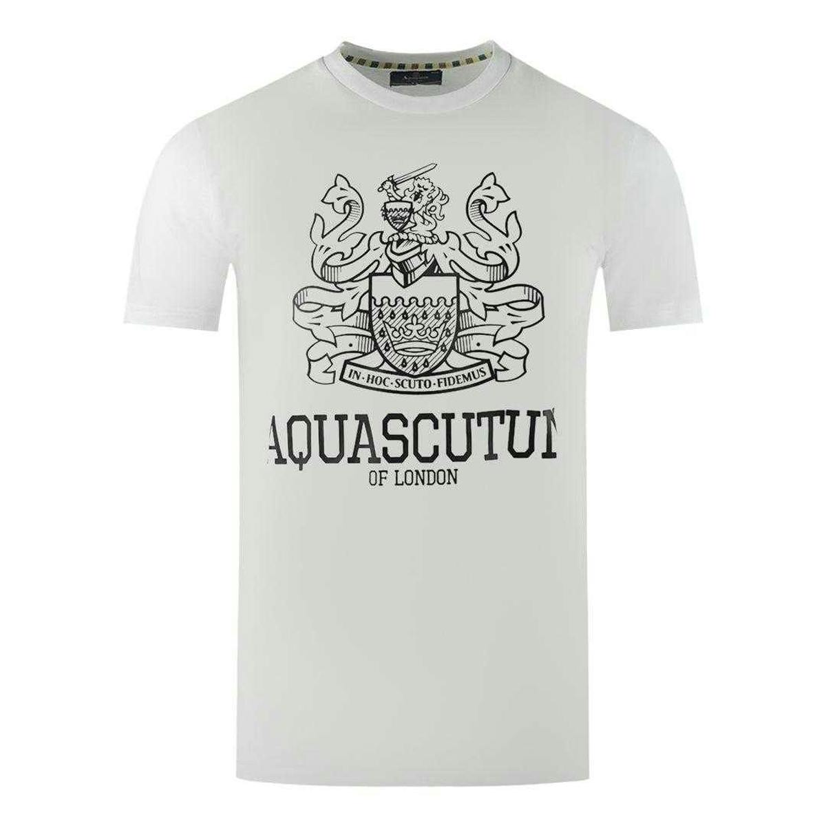 Aquascutum Men's White London Aldis T-Shirt - M - 100% Cotton
