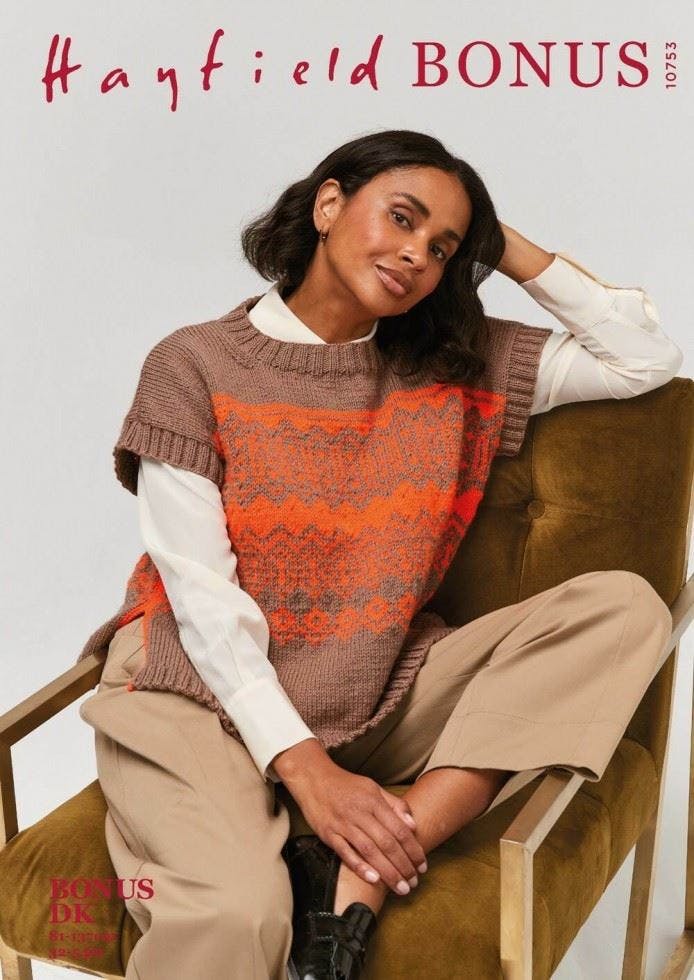 Hayfield Women's Bonus Dk Knitting Pattern 10753, Slipovers For 32 - 54 Inches - Advanced