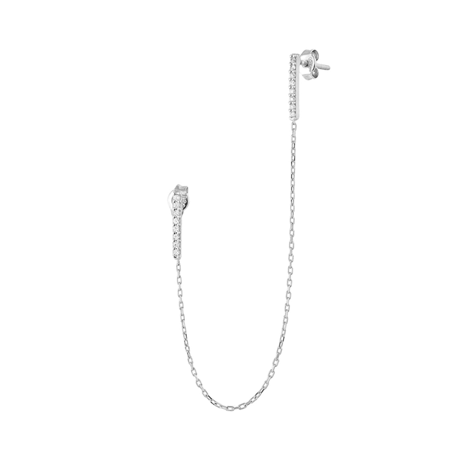 Spero London Silver Chained Bar Chain Earring Sterling - Image 2