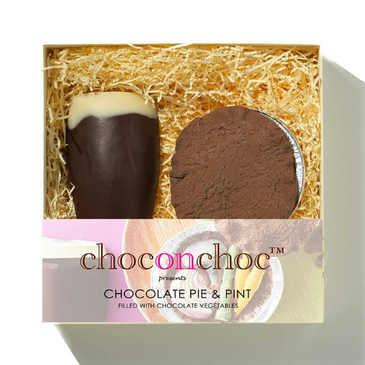 Choc On Choc Dark/White Chocolate Pie And Pint Gift Box