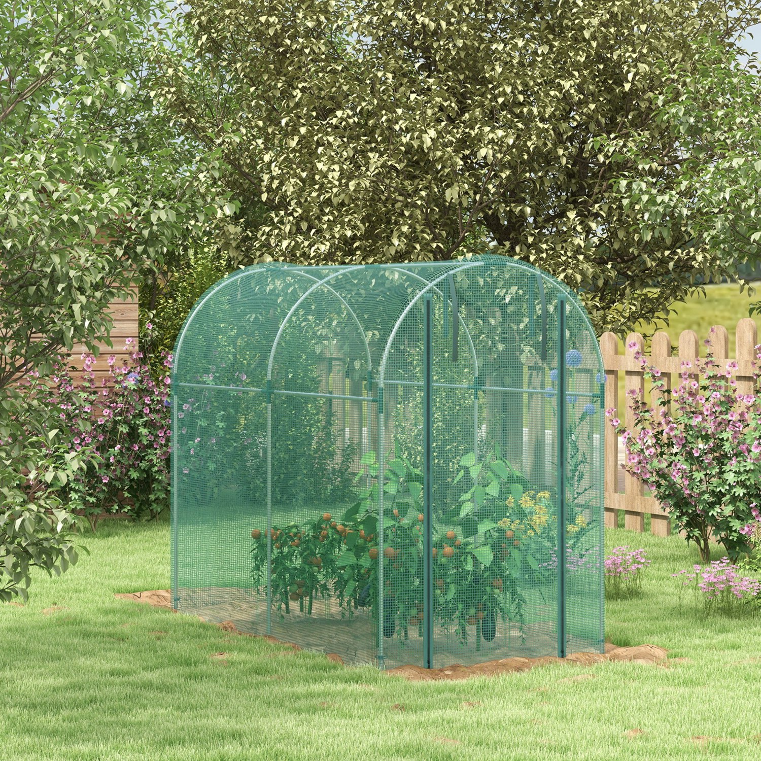 Outsunny Black/Green Fruit Cage, Plant Protection Tent, 1.2 X 1.2 X 1.9M, - 1.2 X 2.4 X 1.9M