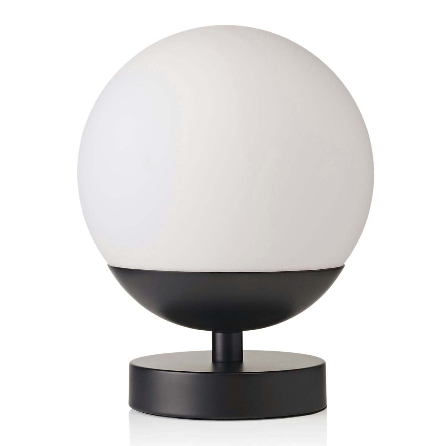 Rackhams White/Black Modern Touch Dimmable Led Globe Glass Table Lamp With Matte Base Medium