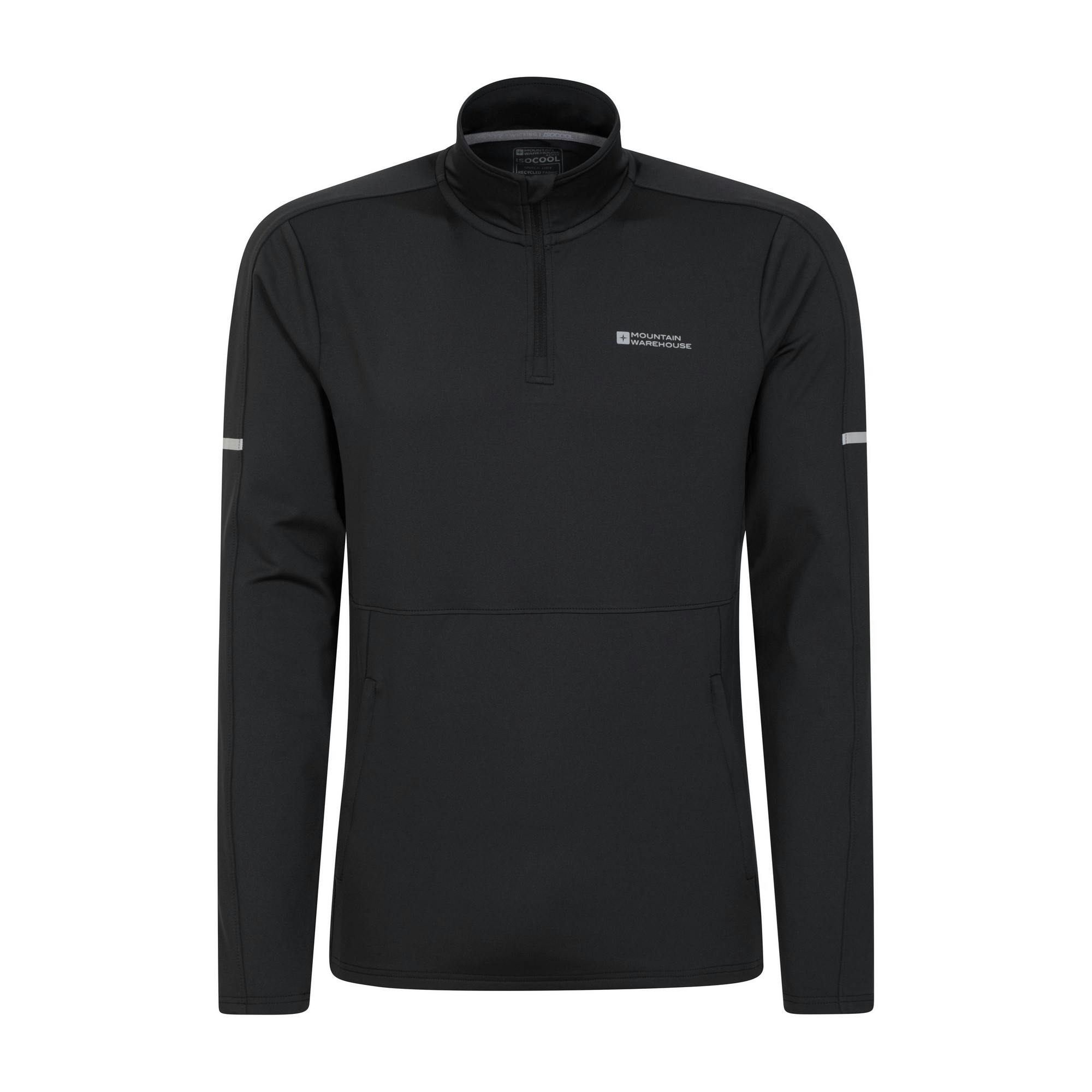 Mountain Warehouse Men's Black Core Recycled Half Zip Midlayer - L - 88% Polyester/12% Elastane