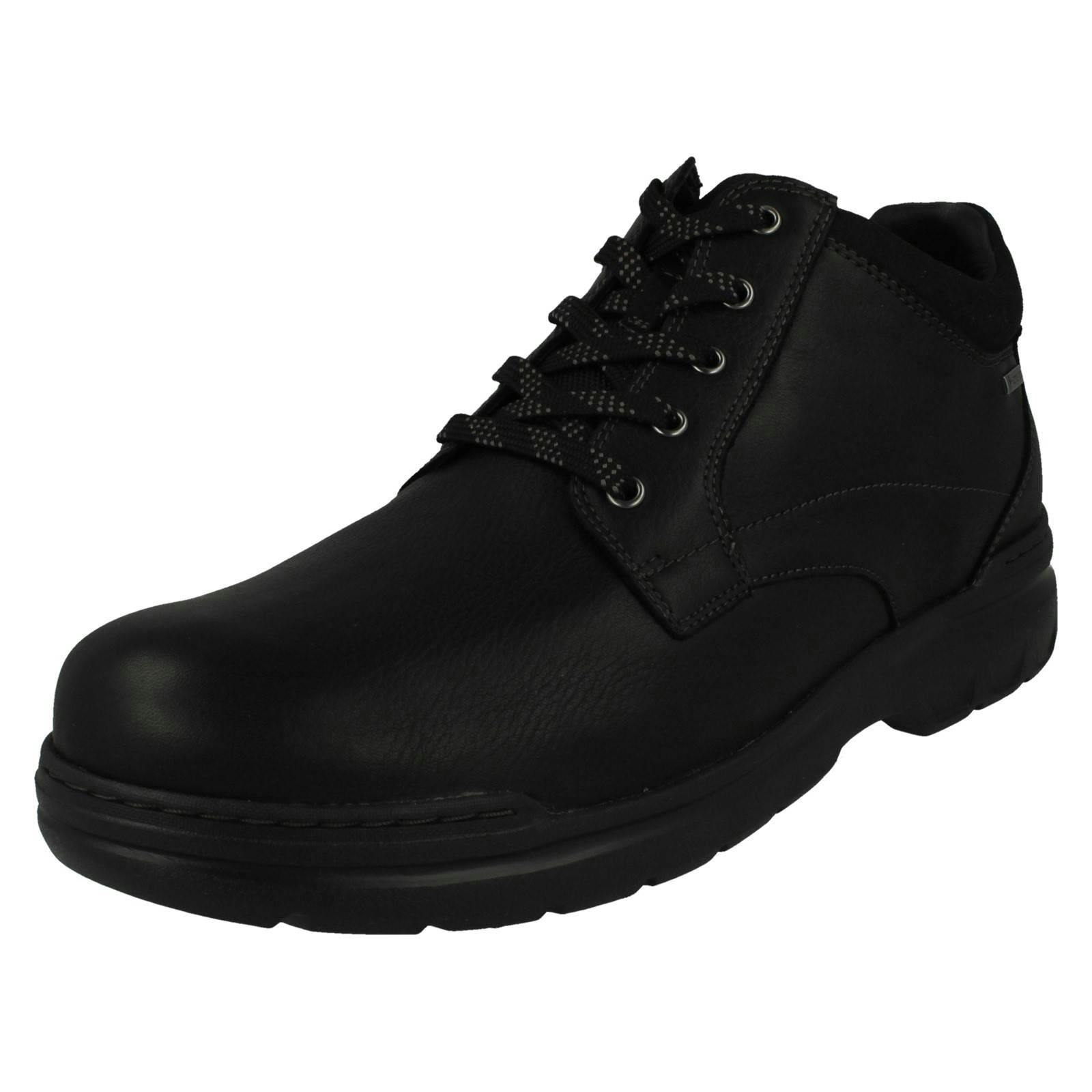 Clarks Men's Black Gore-Tex Casual Lace Up Ankle Boots Rockie Mid Gtx - Uk 8