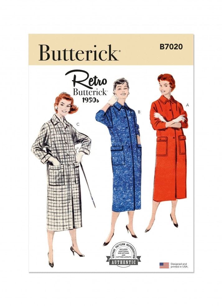 Butterick Women's Sewing Pattern 7020, Coats, Vintage Style For N5 (10-12-14-16-18) - Intermediate - N5 (10-12-14-16-18)