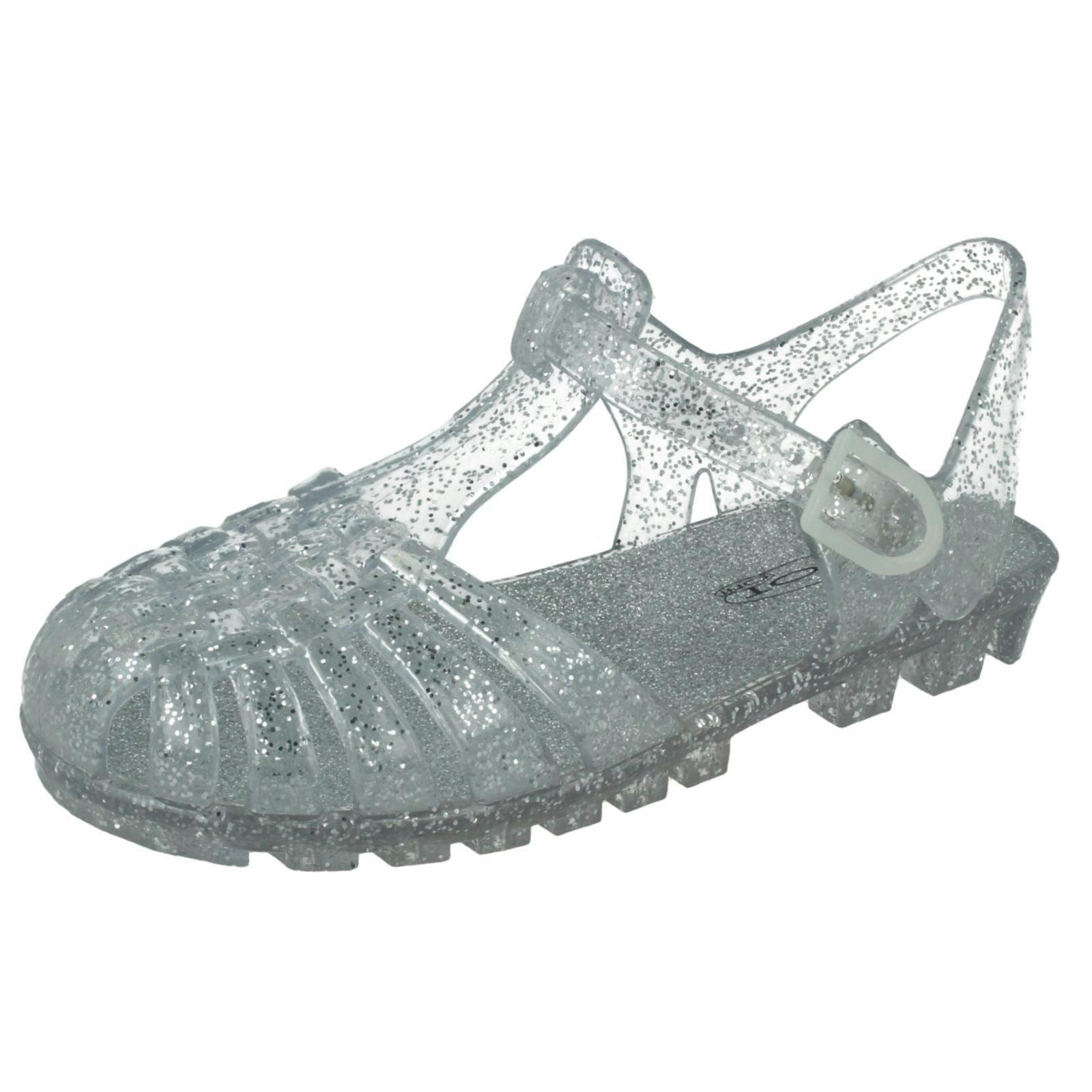 Spot On Girls Silver Glitter Jelly Sandals H0353 - Uk 3 Infant