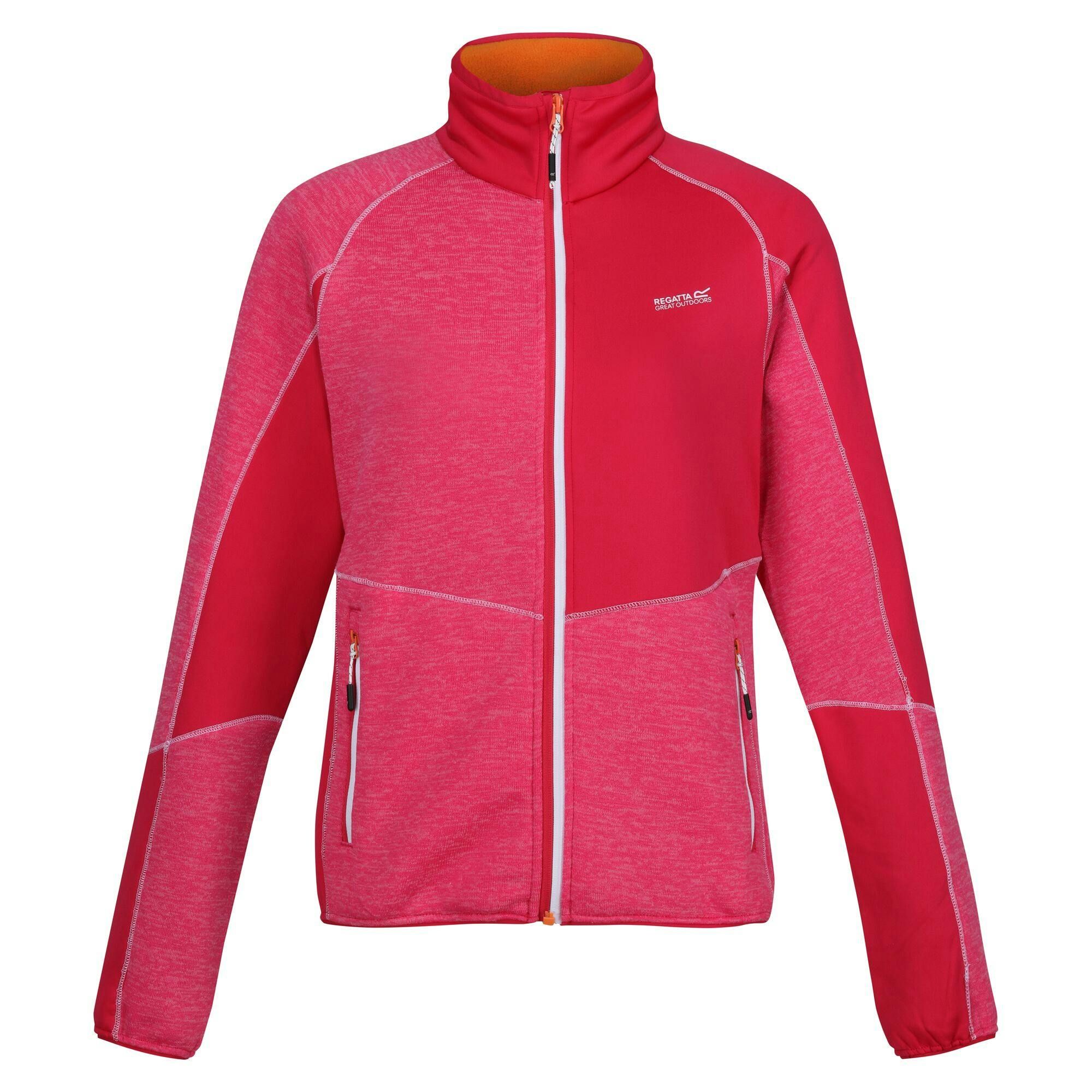 Regatta Women's Pink Lindalla Vii Marl Full Zip Fleece Jacket - Flamingo / Potion - Flamingo / Potion - 20 Uk - 85% Recycled Polyester/13% Viscose/2% Elastane