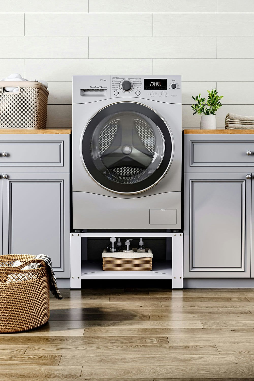 Living And Home White Washing Machine Dryer Pedestal