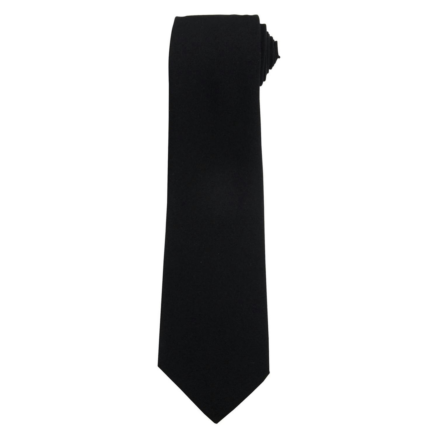 Premier (One Size, Black) Plain Polyester Tie - Image 2