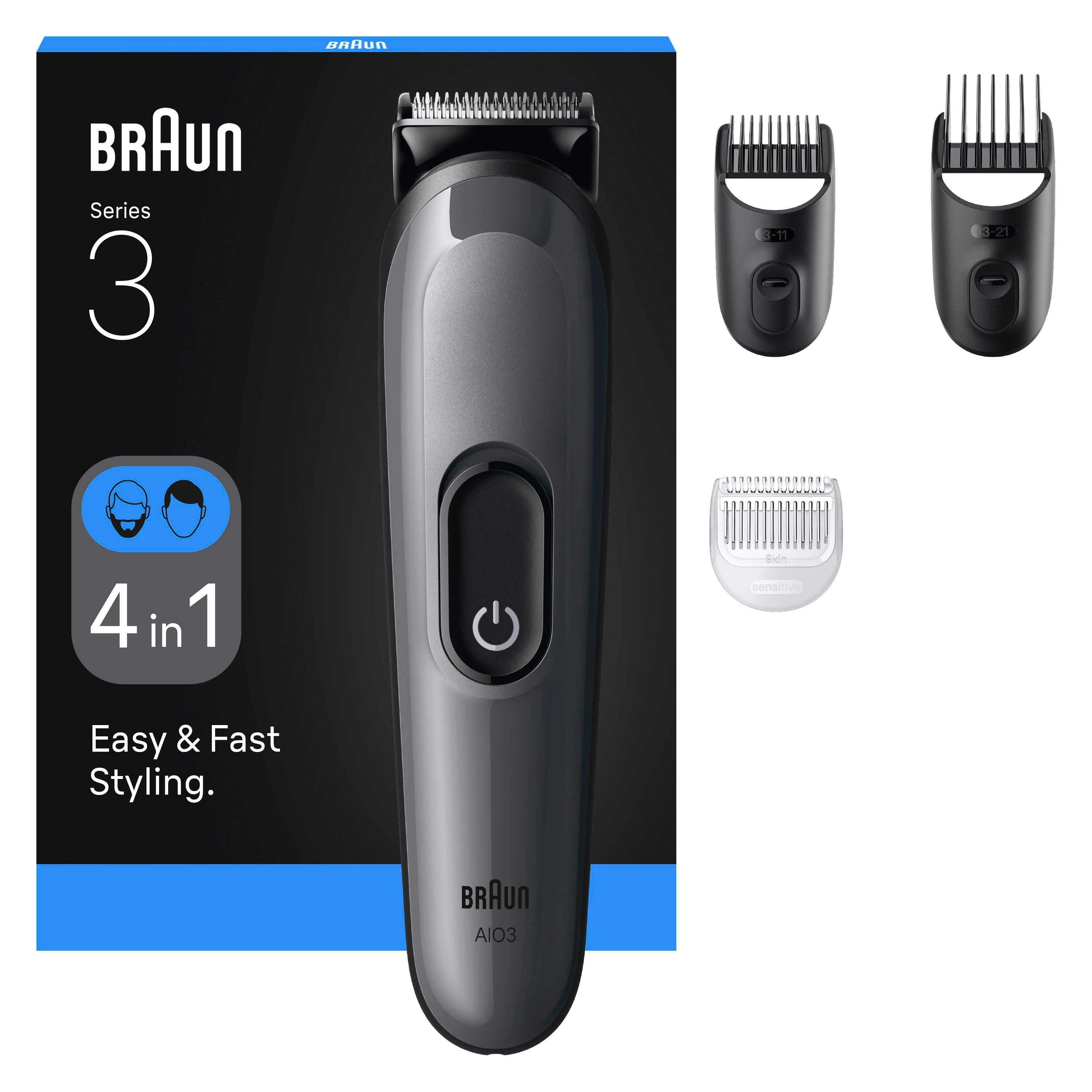 Braun All-in-One Series 3, 4in1 Grooming Kit, 14 Lengths, AIO3500, Grey, One Colour, Women - Image 5