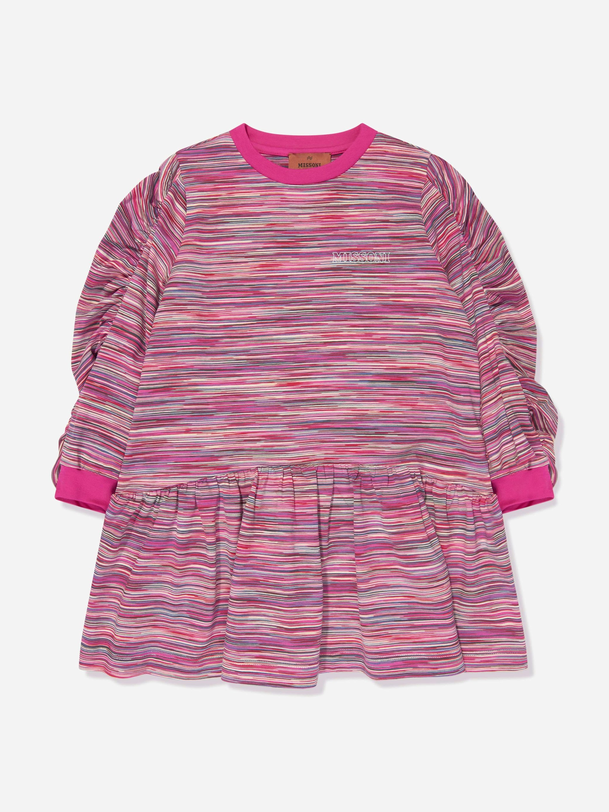 Missoni Girls Pink Jersey Dress In - 10 Yrs