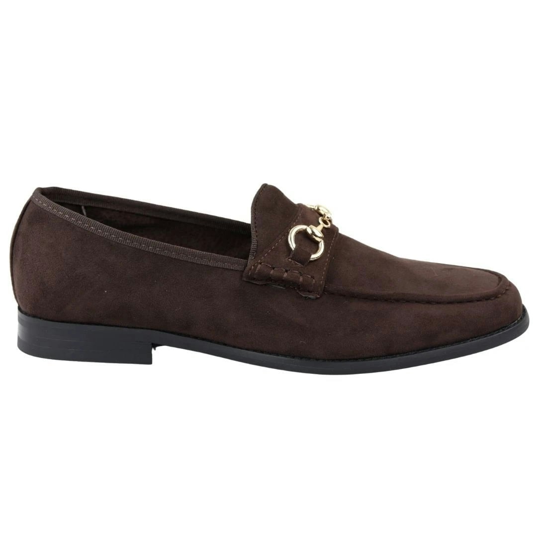 Dolcetto Men's Brown Leather Lined Slip On Suede Loafer Shoes - Uk 11