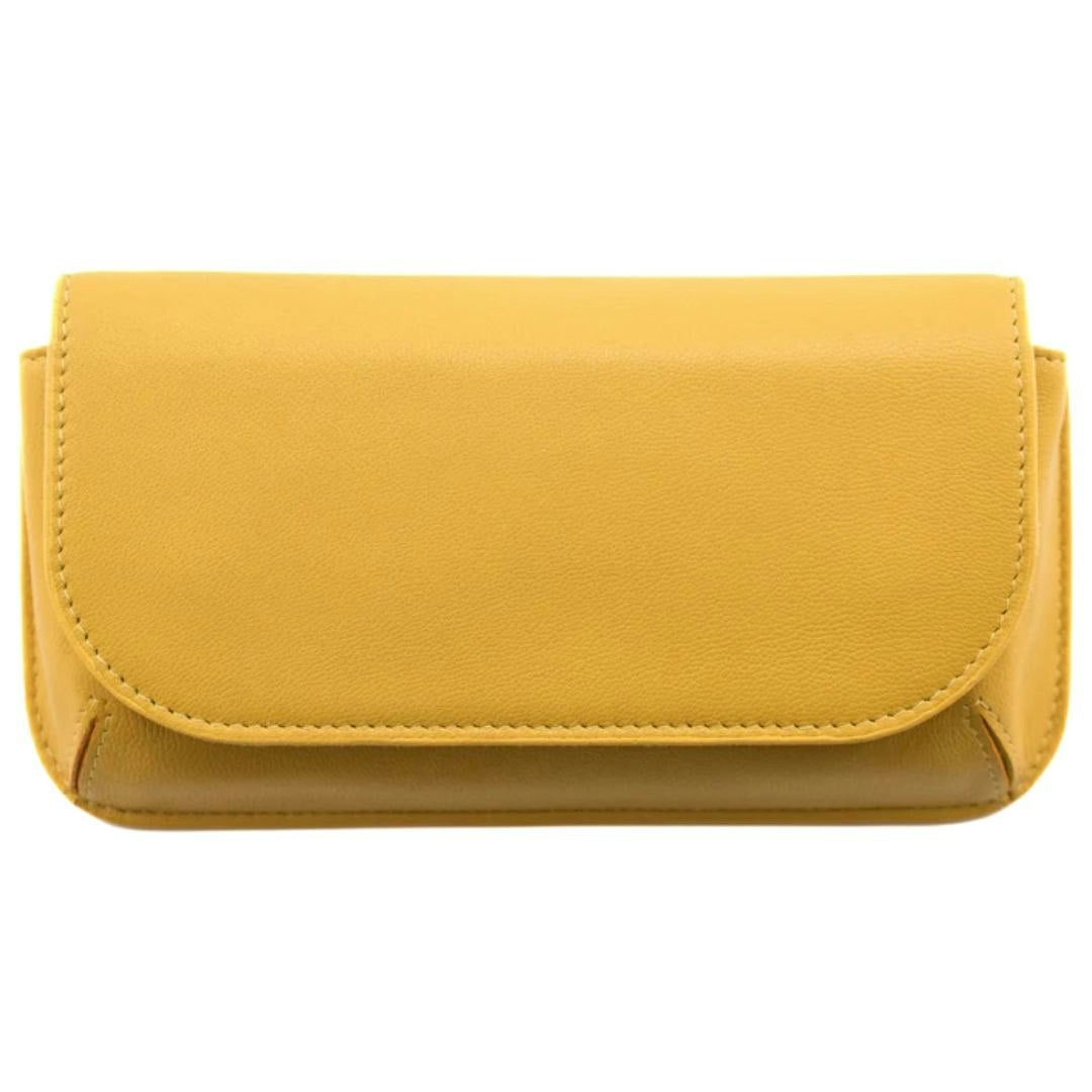 Mala Leather Unisex Black/Blue/Brown Large Structured Glasses / Sunglasses Case - Mustard