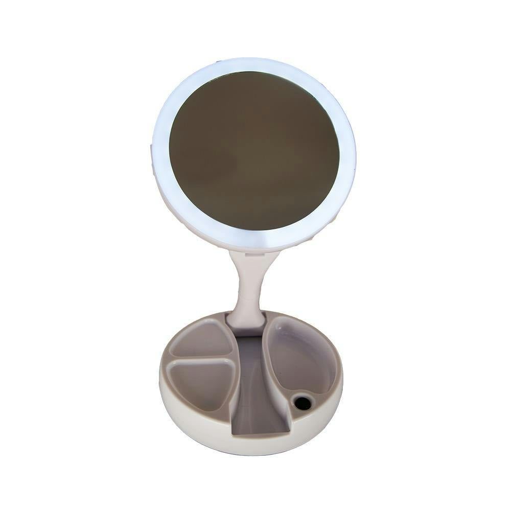 Lifemax Foldaway Vanity Mirror - Double-Sided - 10x Magnification - LED Light - White - Image 3