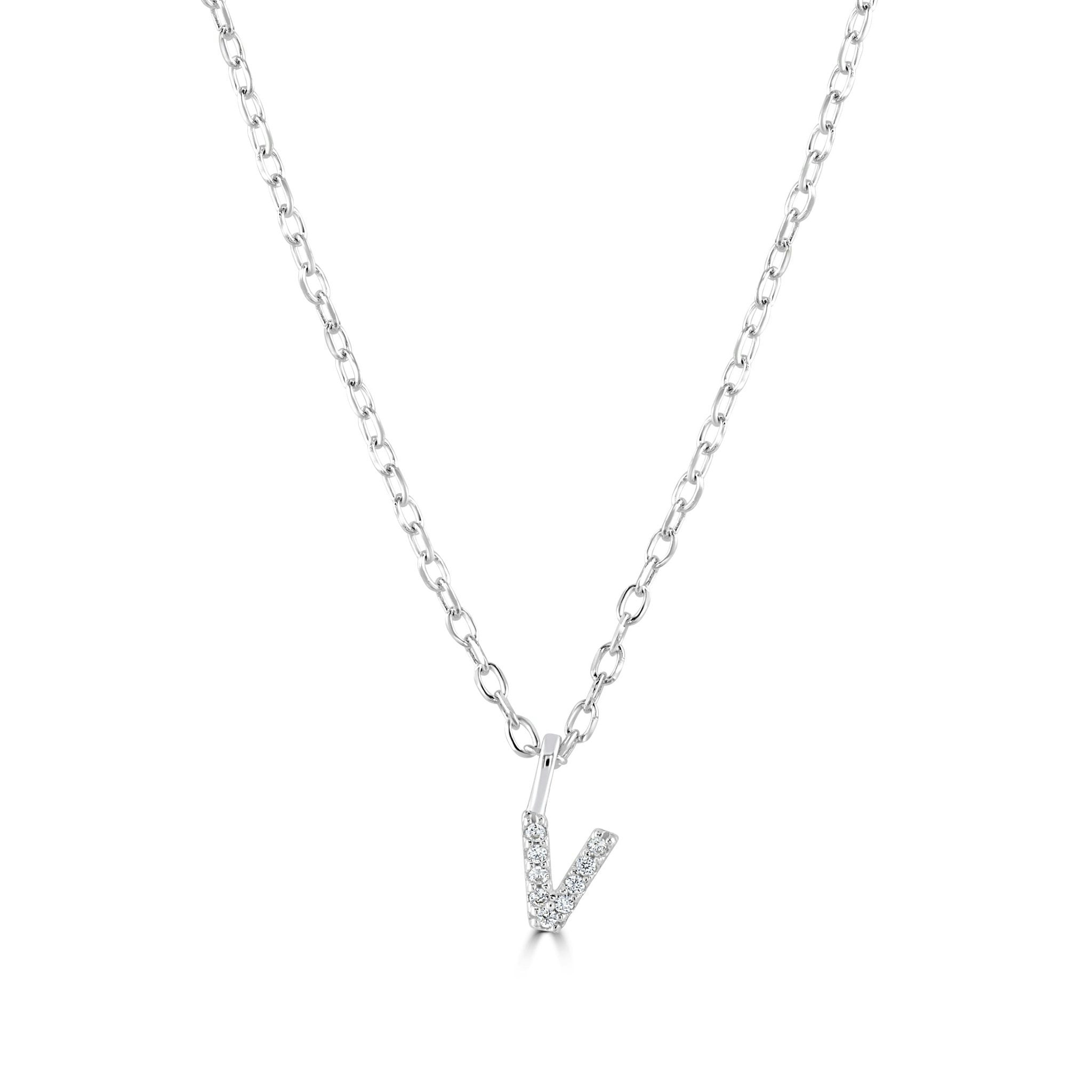 Mylee London Silver Sterling Crystal Initial Necklace - Yes - V