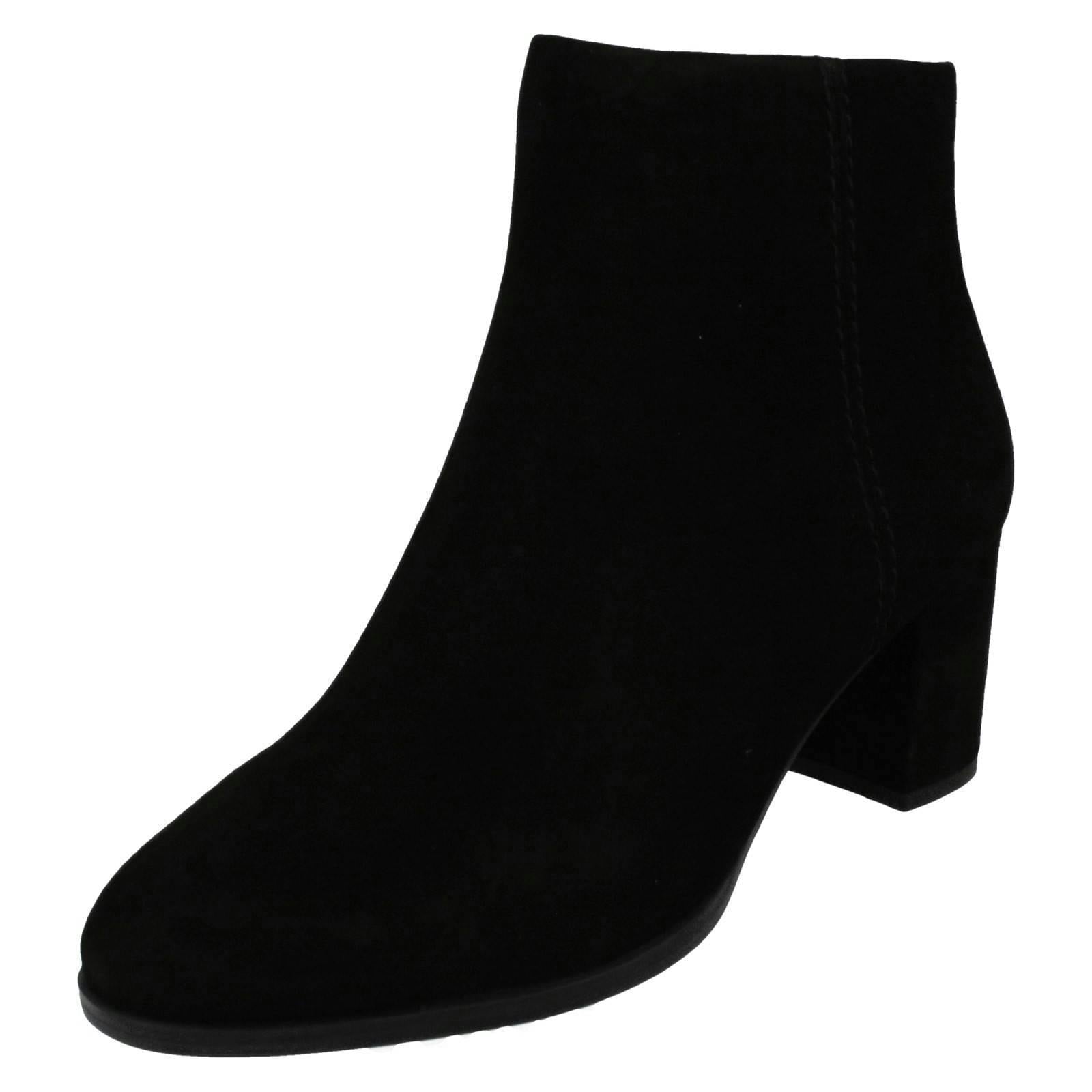 Clarks Women's Black Elegant Heeled Ankle Boots Freva55 Zip - Suede - Uk 4.5 - E