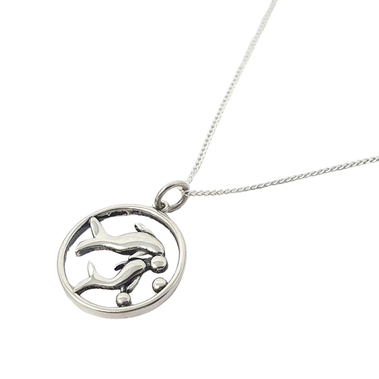 Harfi Silver Pisces Zodiac Horoscope Charm Sterling Necklace