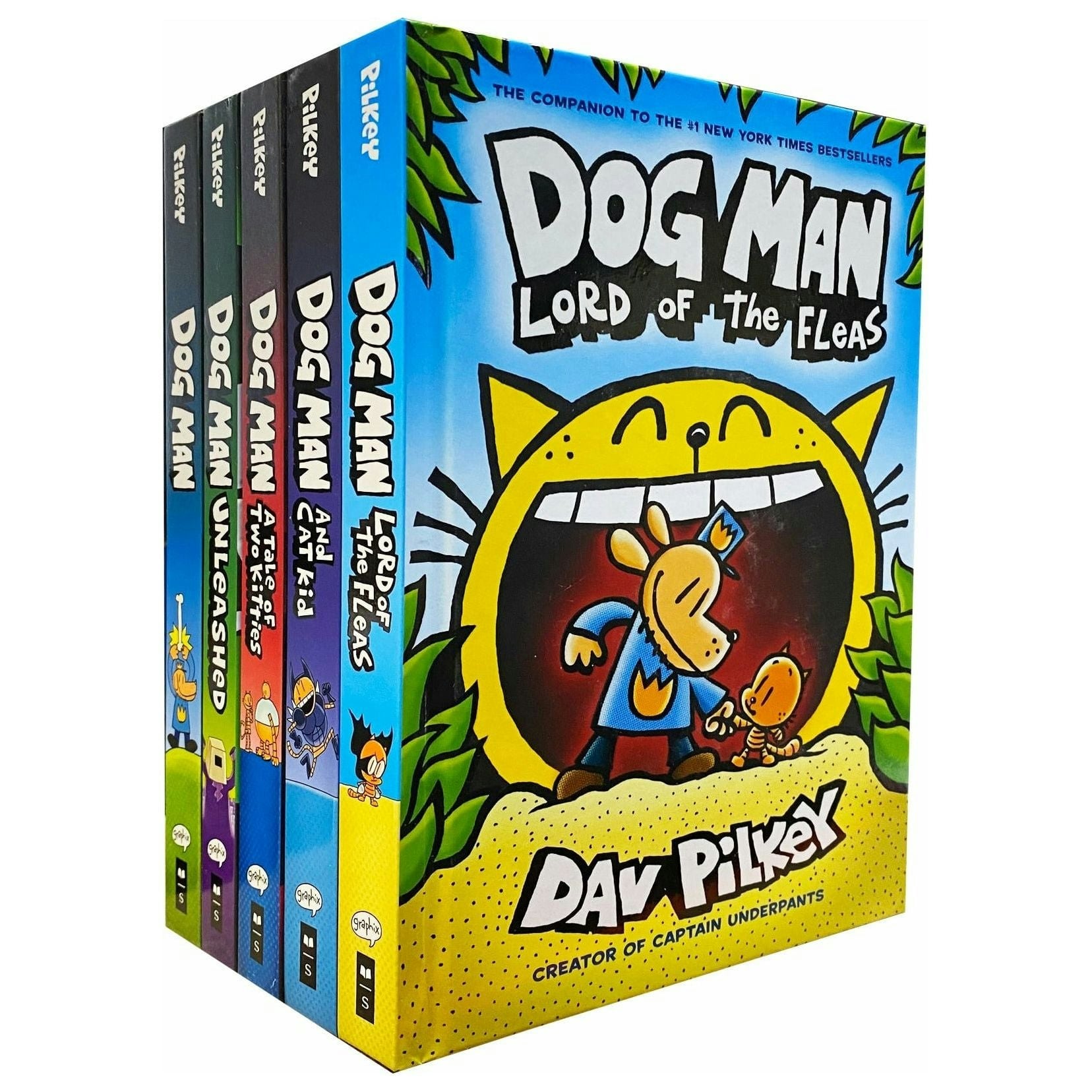 Scholastic Dog Man Series 1-5 Books Set Dog Man, Unleashed, A Tale Of Two Kitties, Dog Man And Cat Kid
