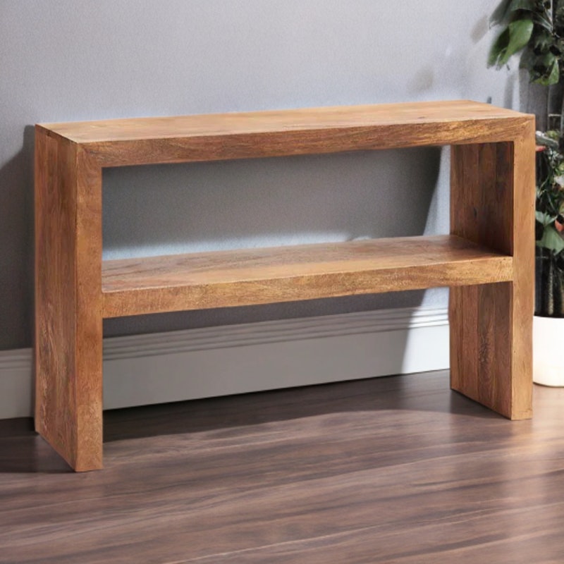 Rackhams Light Logan Mango Console Table With Shelf - Wood - 1 - 118Cm X 35Cm X 78Cm (Lxdxh)