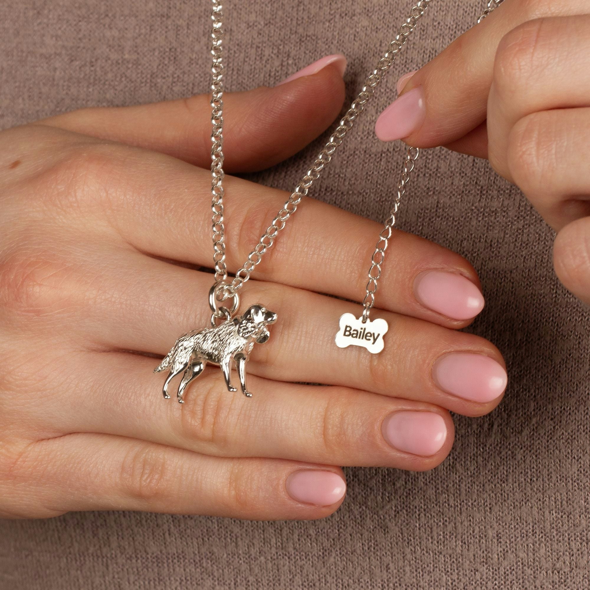 Mylee London Silver Extra Large Cocker Spaniel Necklace - Personalised - No