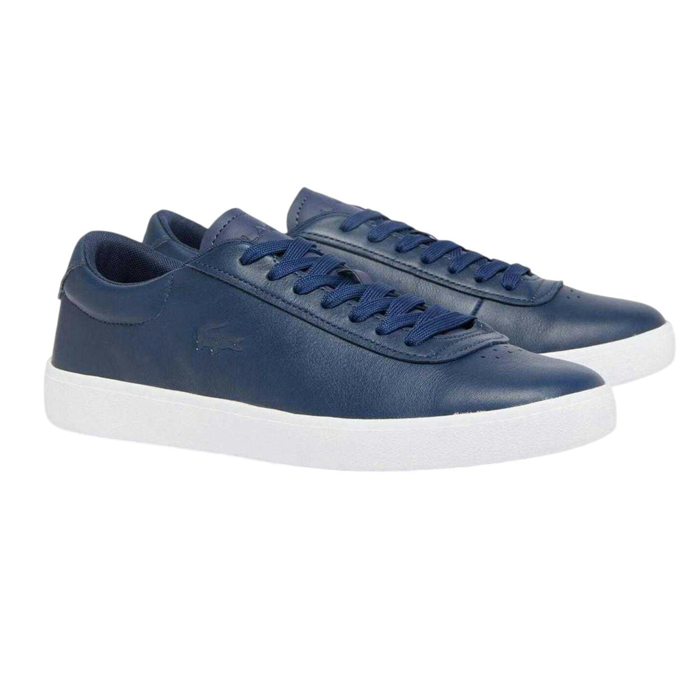 Lacoste Men's White Baseshot Leather Trainers - Navy/ - 9 Uk - Navy/ - 100% Mixed