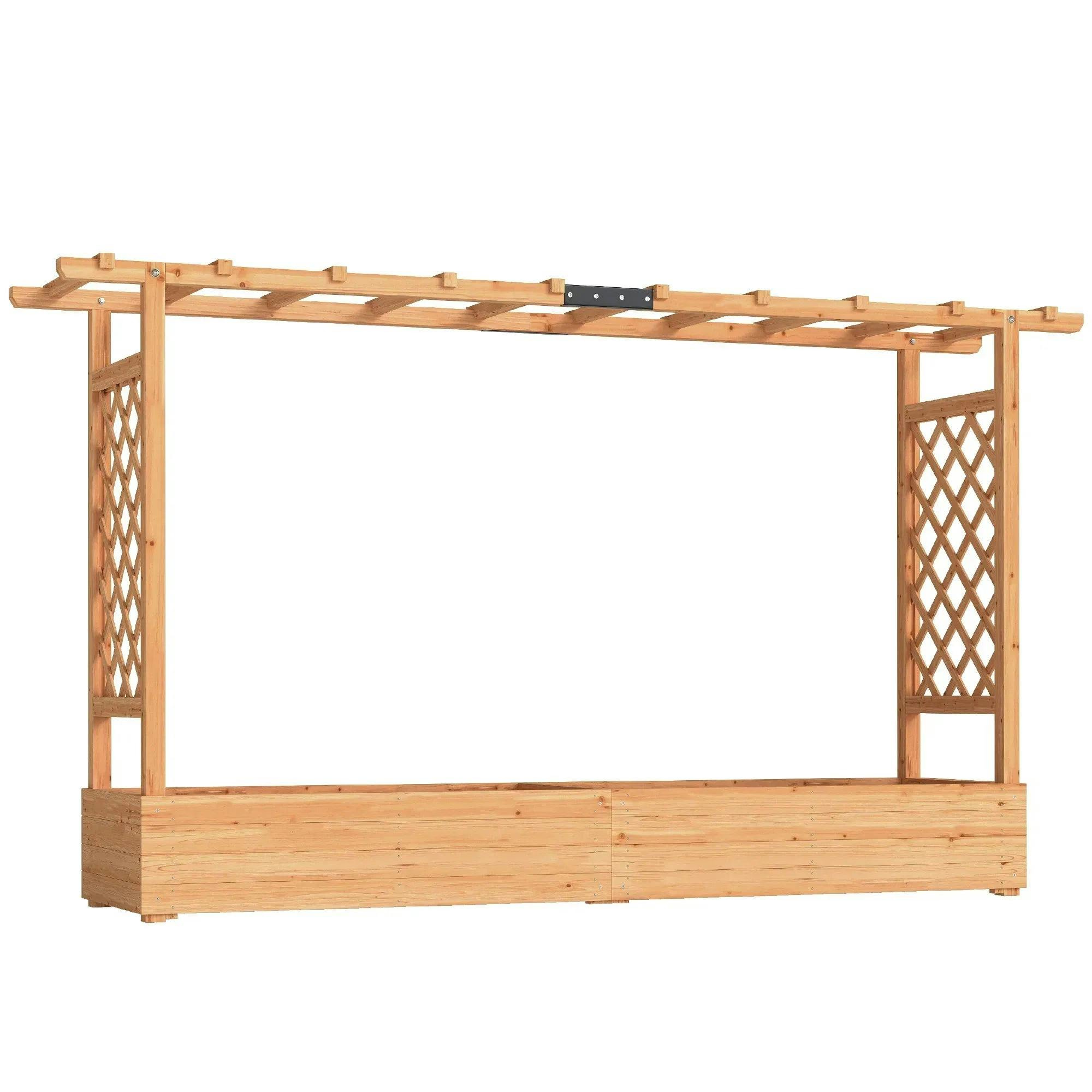 Rackhams Raised Bed For Garden With Trellis, 200 X 44 X 113.5 Cm, Natural - Image 7