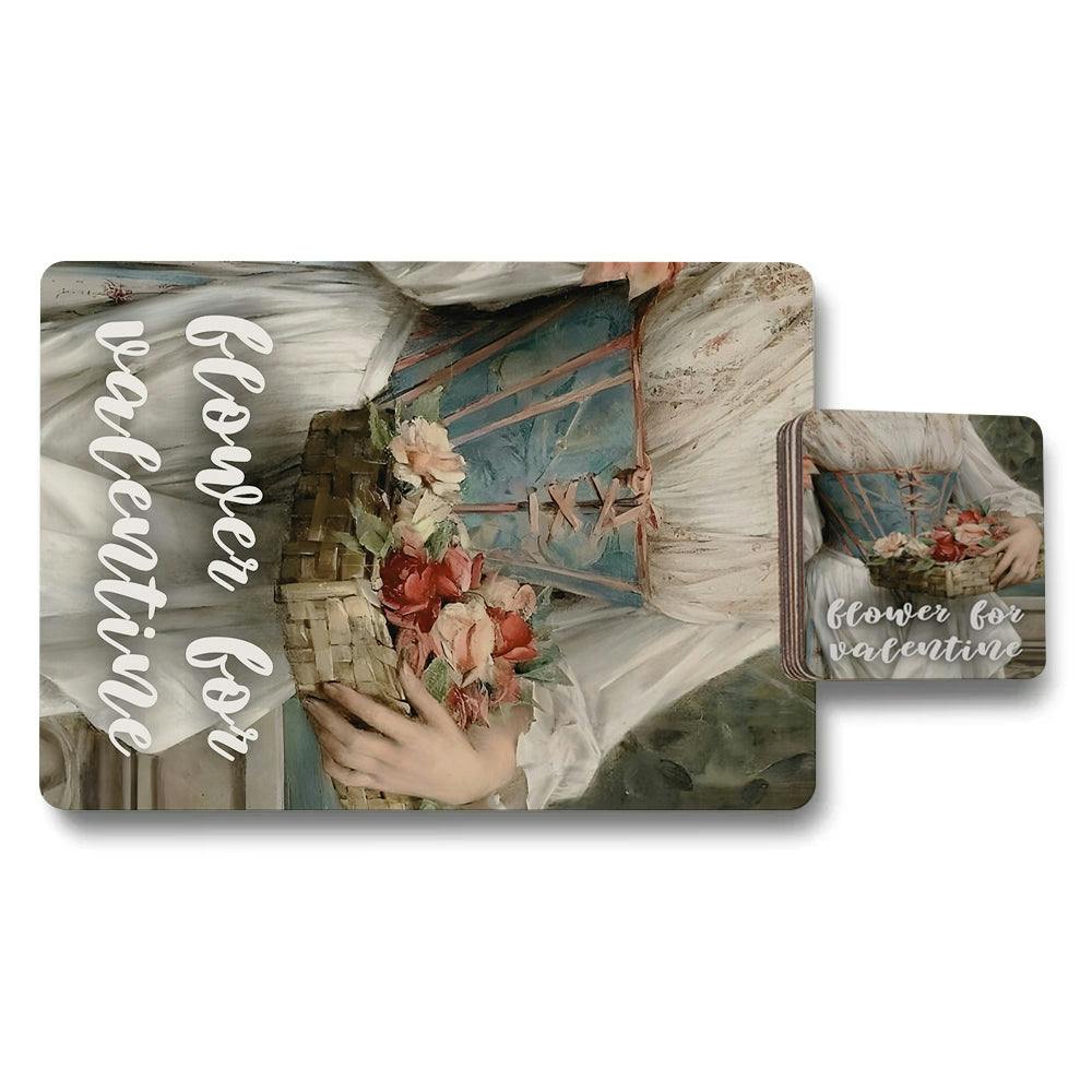 Rackhams Set Of 12 Placemats And Coasters With Designer Artwork And Wood Bottom