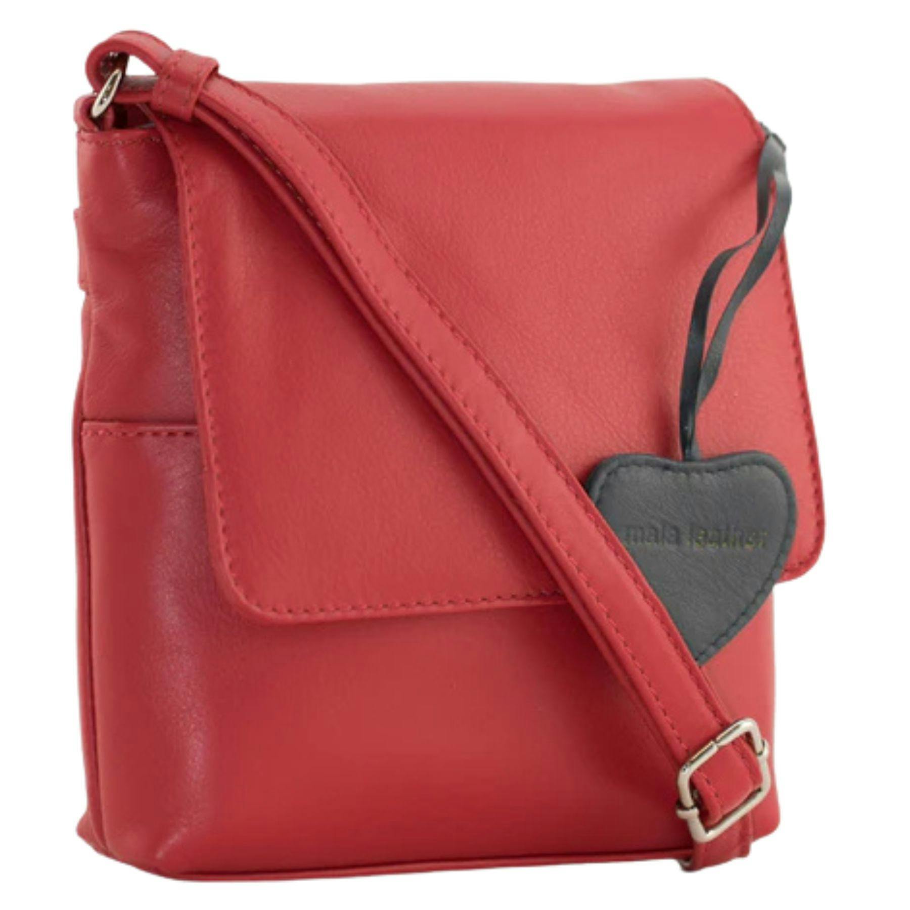 Mala Leather Red Anishka Heart Leather Travel Cross Body Bag - Leather