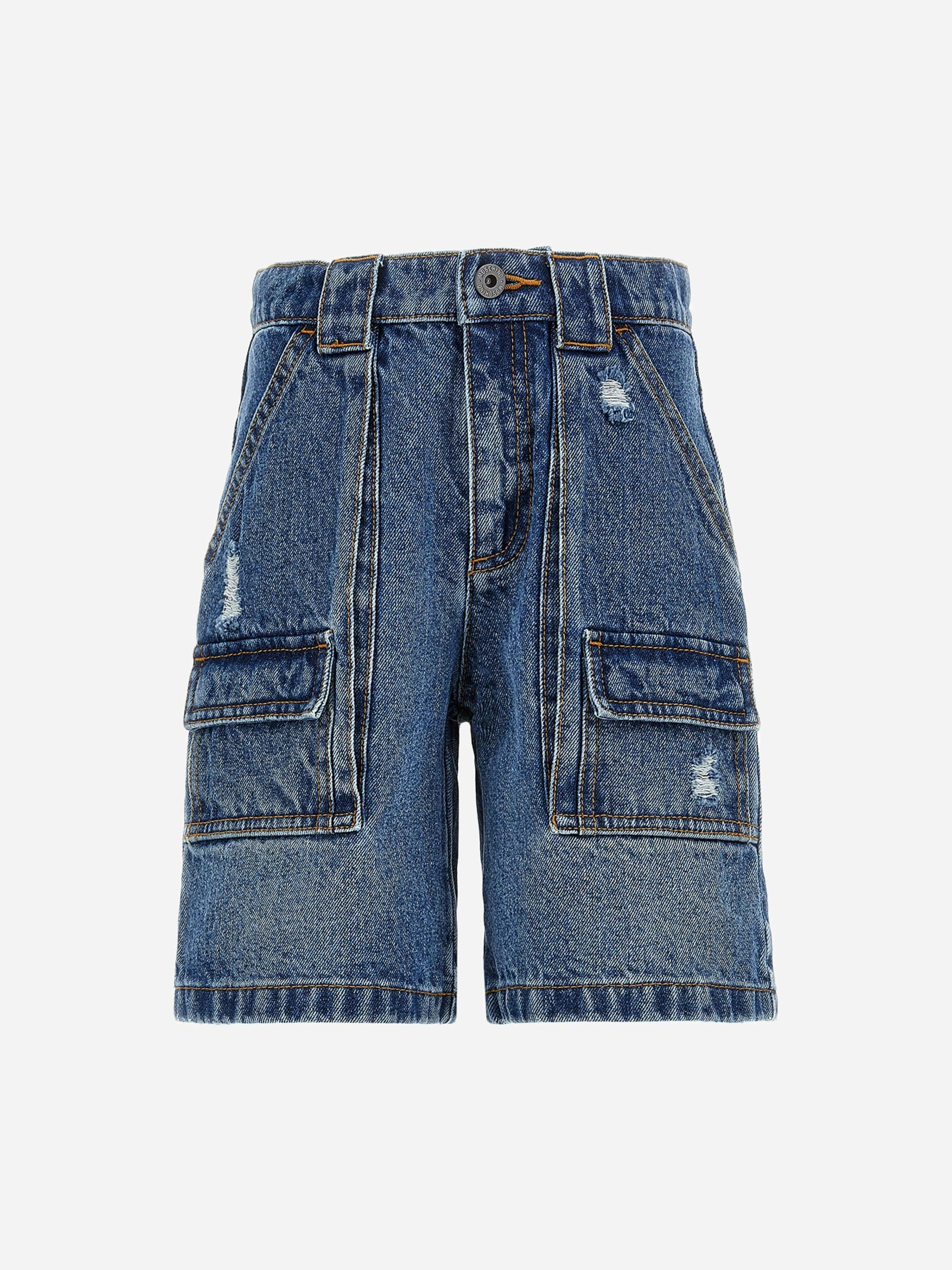 Moschino Kids Boys Blue Moschino Denim Cargo Shorts In - 14 Yrs
