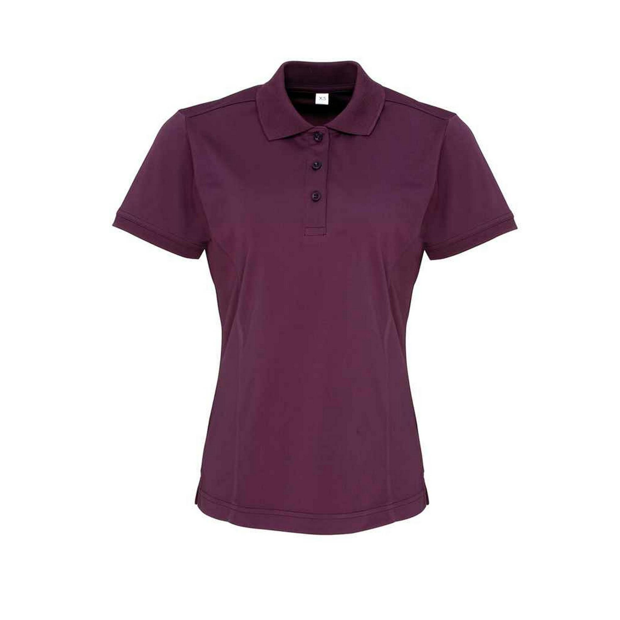 Premier Womens/Ladies Coolchecker Pique Polo Shirt (Aubergine) - Purple - Size 16 UK - Image 3