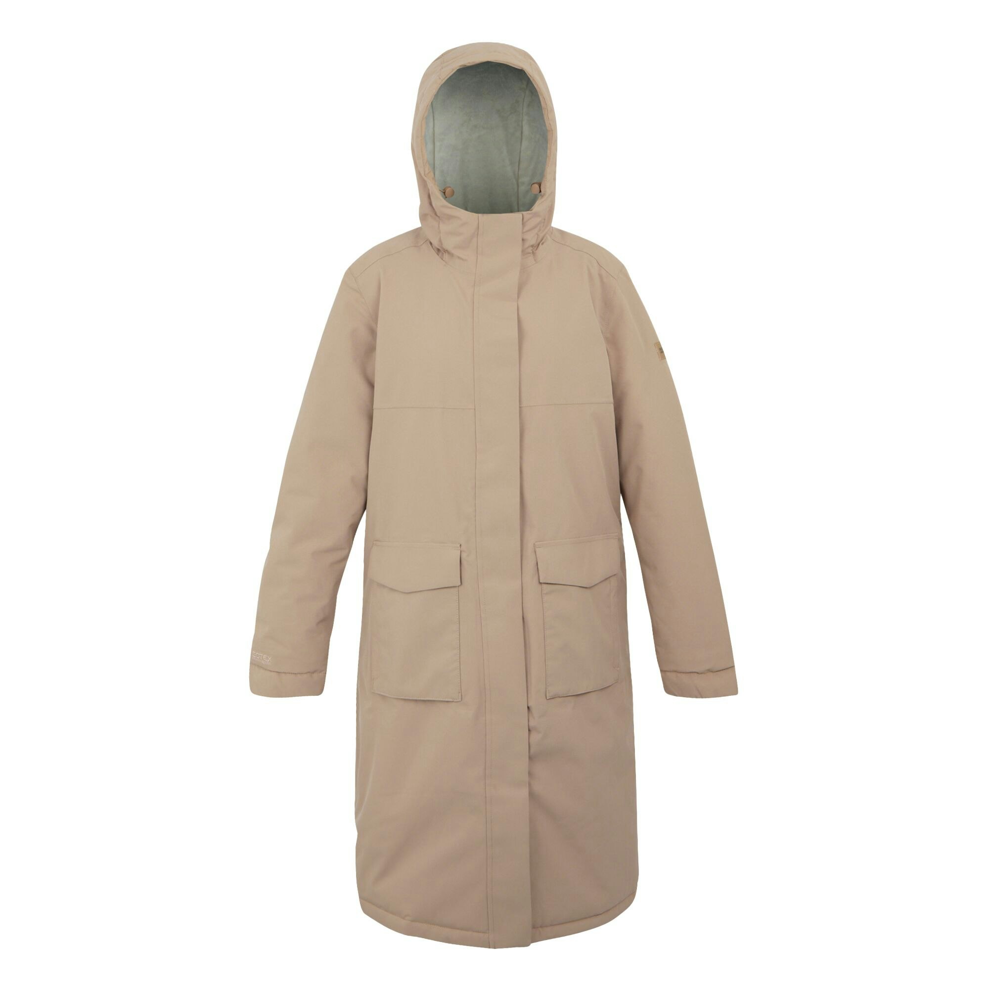 Regatta Women's Light Yarli Longline Waterproof Jacket - Warm Taupe/ Vanilla - Warm Taupe/ Vanilla - Size 10 Uk