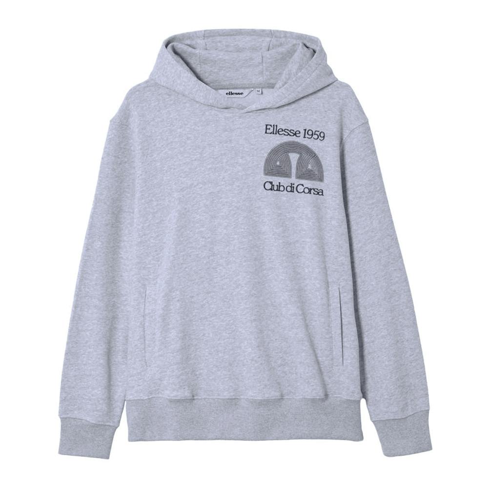 Ellesse Men's Light/Grey Club Di Corsa Hoodie - M - 80% Cotton/20% Elastane