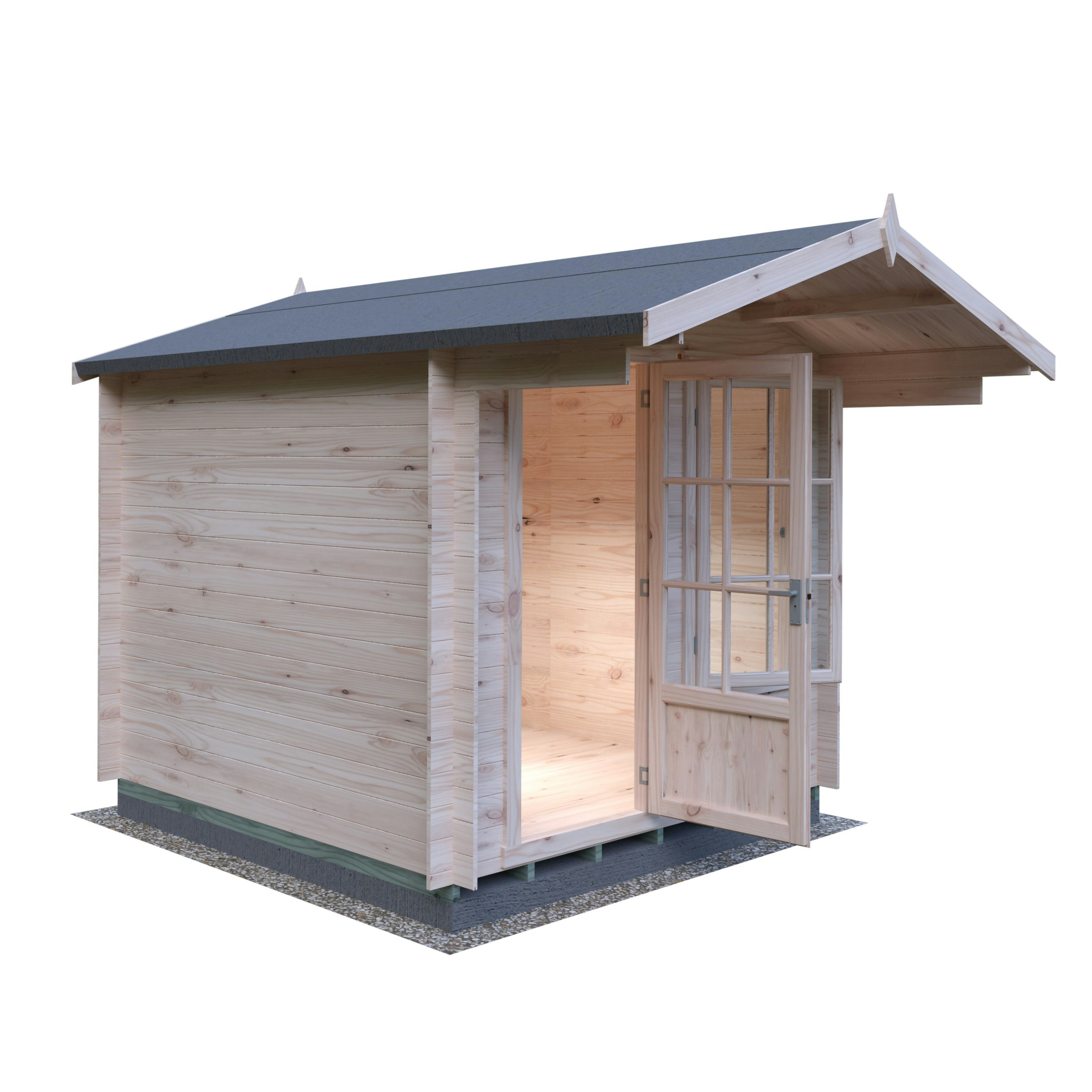 Rackhams Light/Grey Crinan 8X8 Log Cabin 19Mm Interlock Cladding