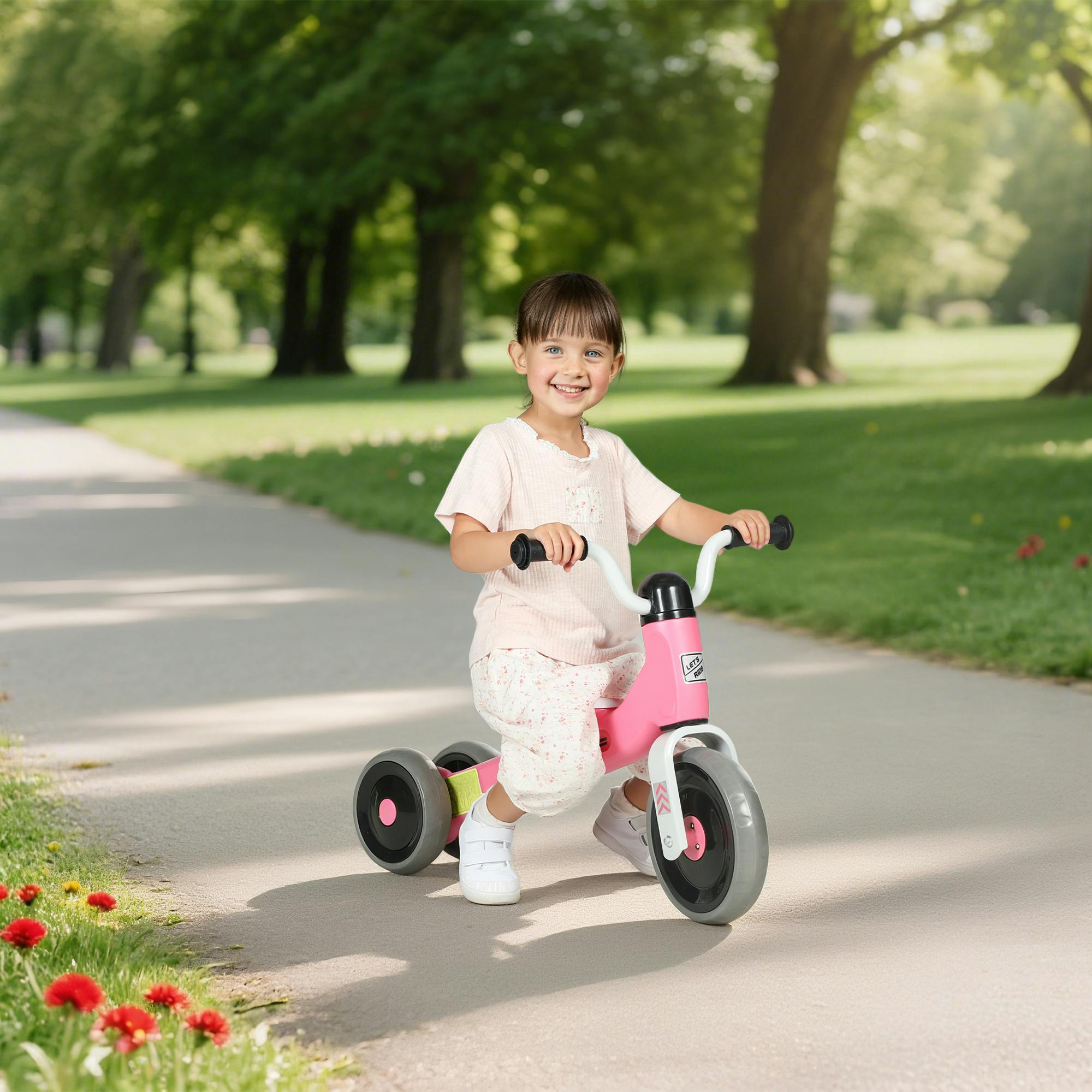Aiyaplay Pink Baby Balance Bike With 3 Wheels For 12-36 Months - 69L X 40W X 49H Cm