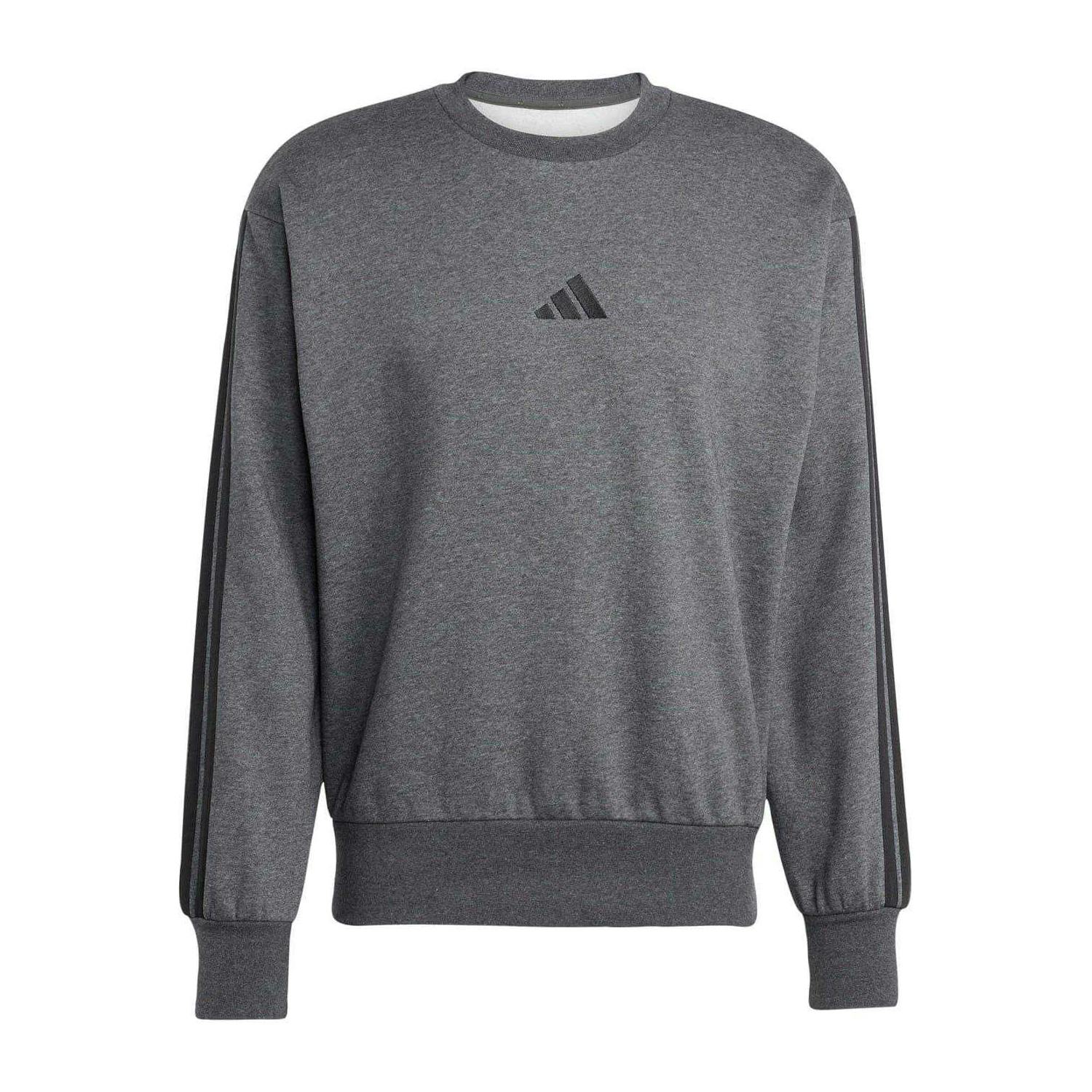 Adidas Men's Dark/Grey Essentials 3 Stripes Fleece Sweatshirt - Xxl - 100% Mixed