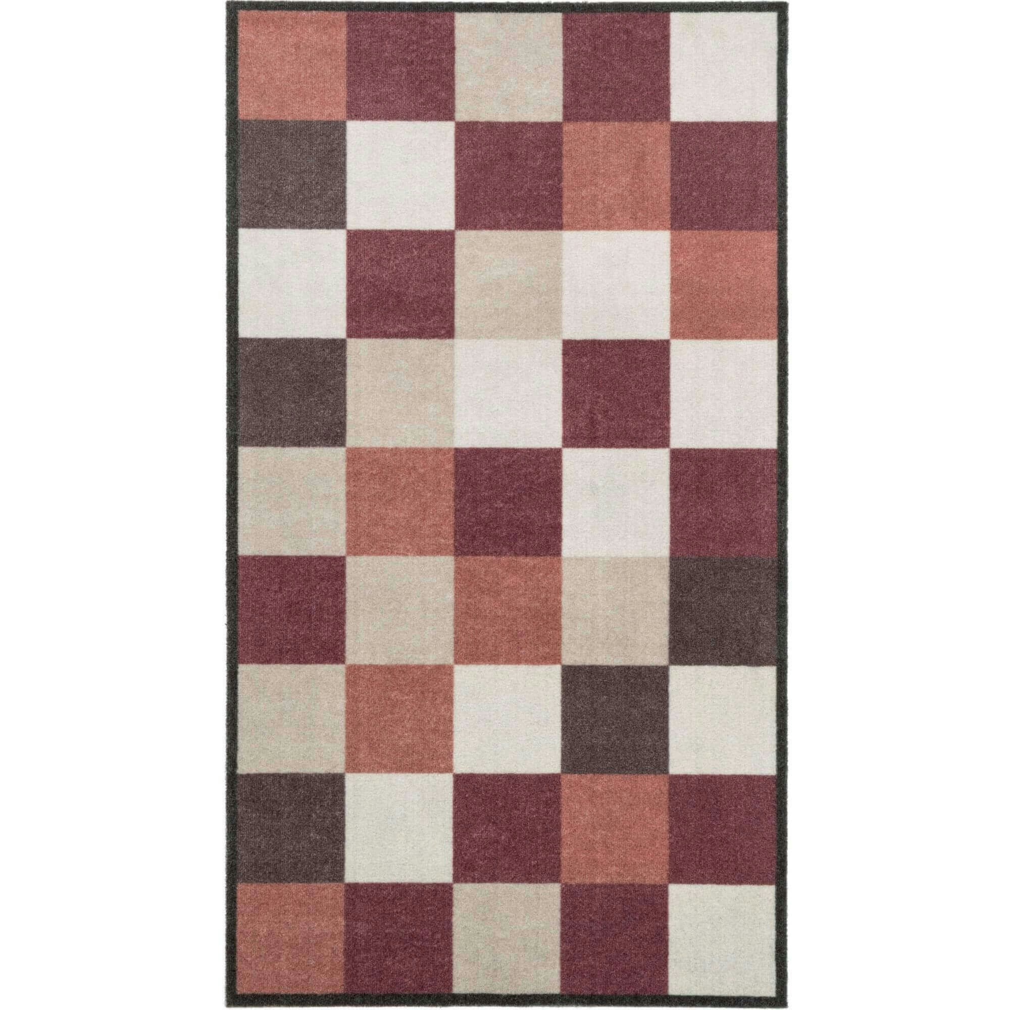 The Rugs Red Recycled Washable Geometric Mat | 130 - 67X120 Cm