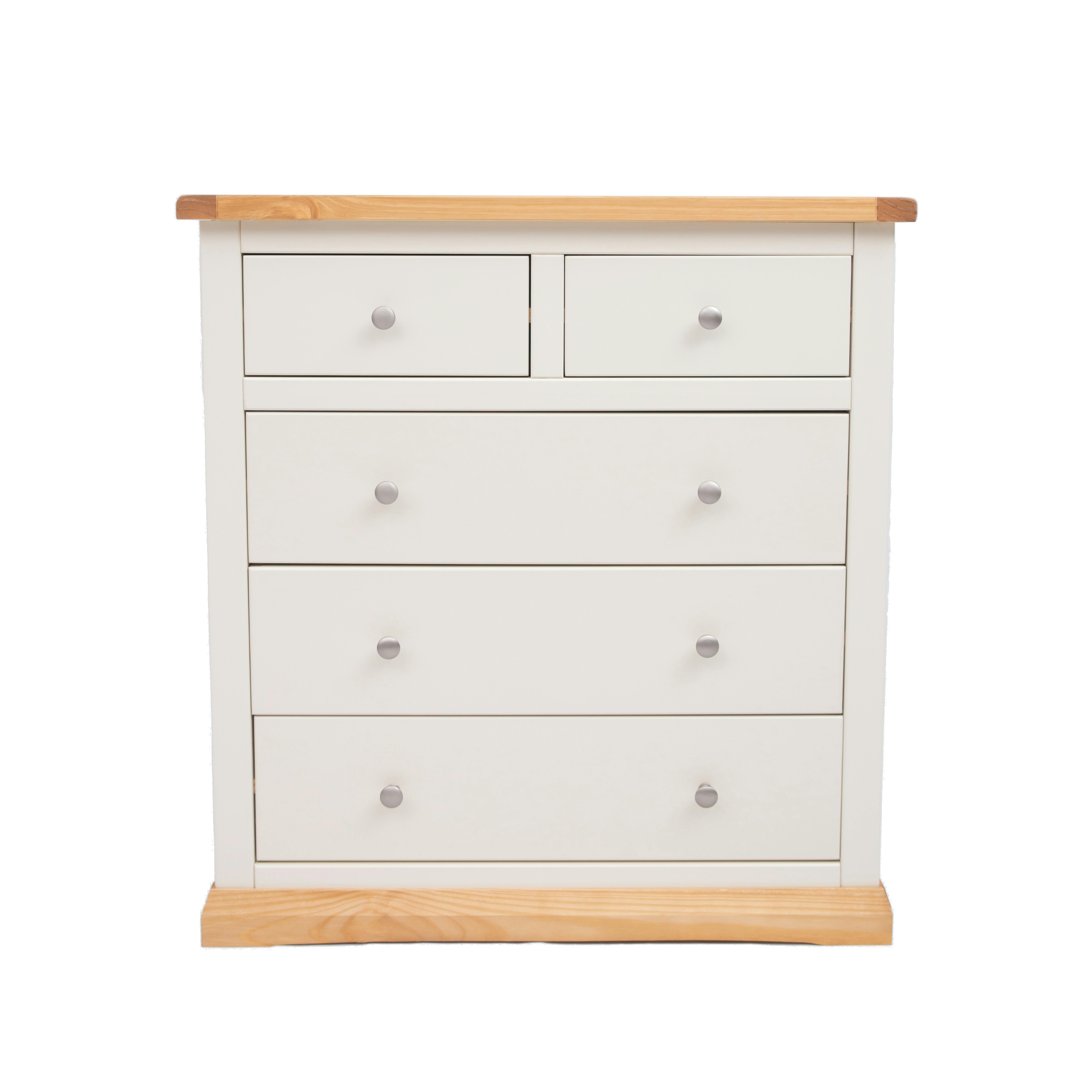 Cabinet Bits White Trevi 5 Drawer Chest Of Drawers Chrome Knob - Off