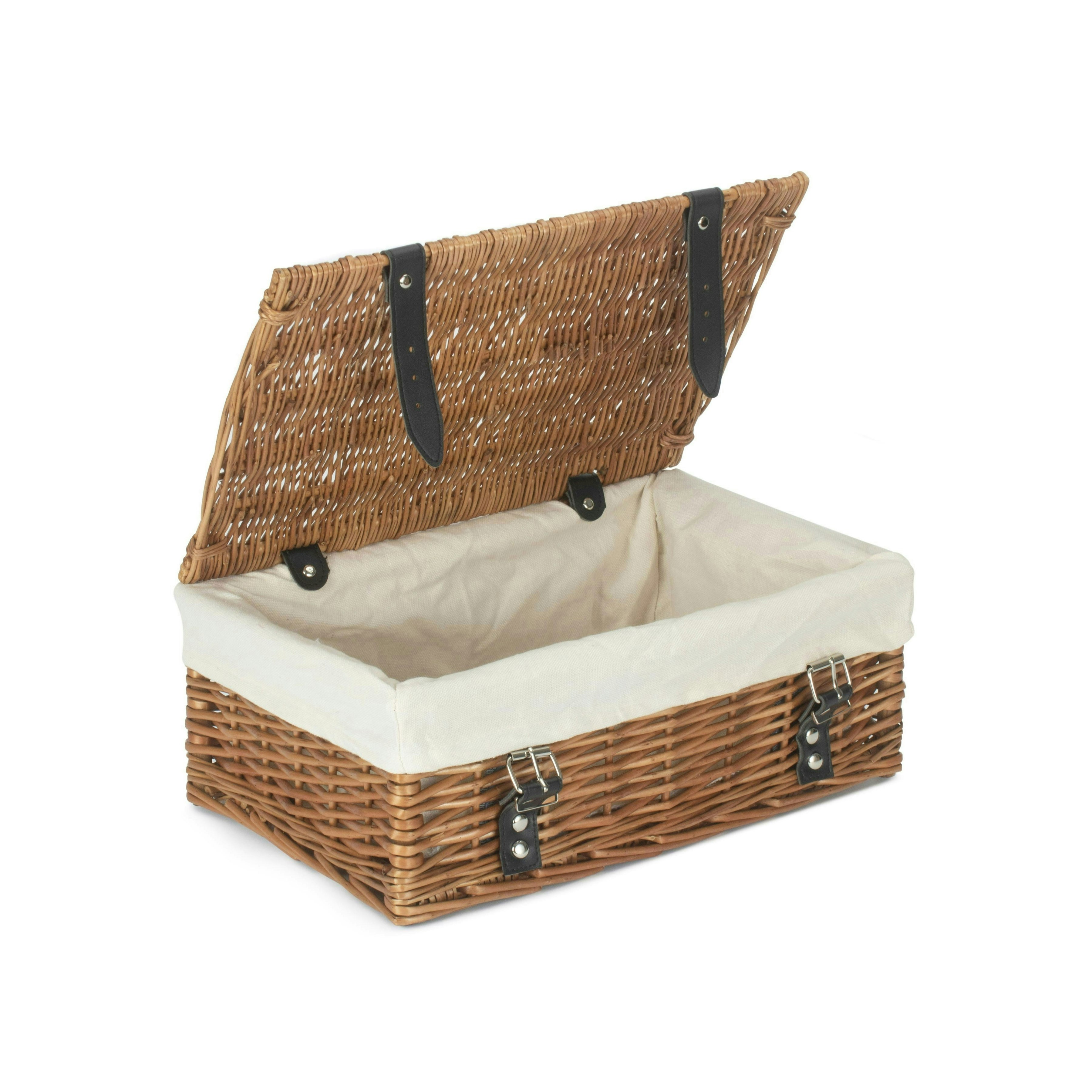 Rackhams White 35Cm Double Steamed Willow Wicker Picnic Basket