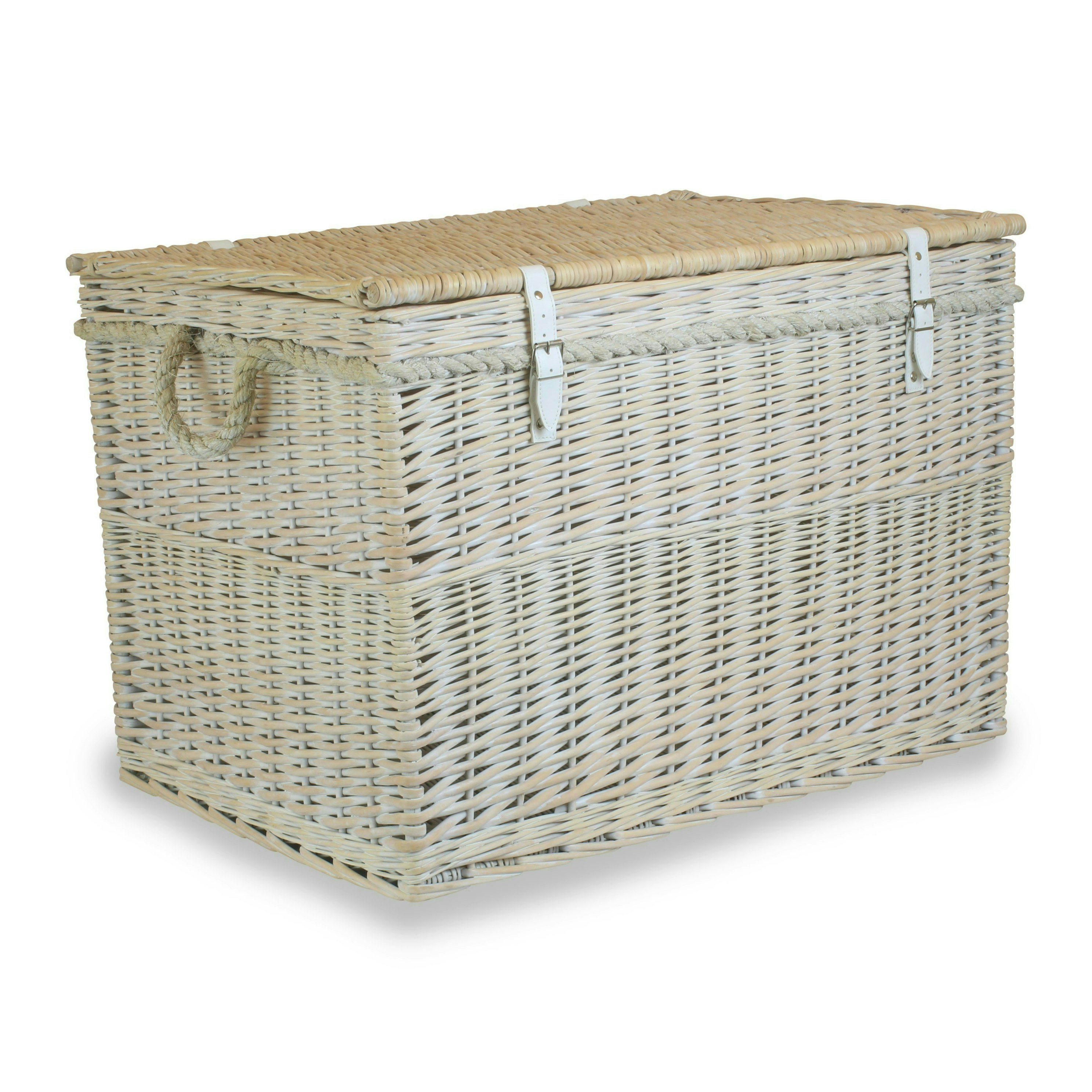 Rackhams Red/Light Large Whitewash Finish Storage Wicker Basket - Unlined