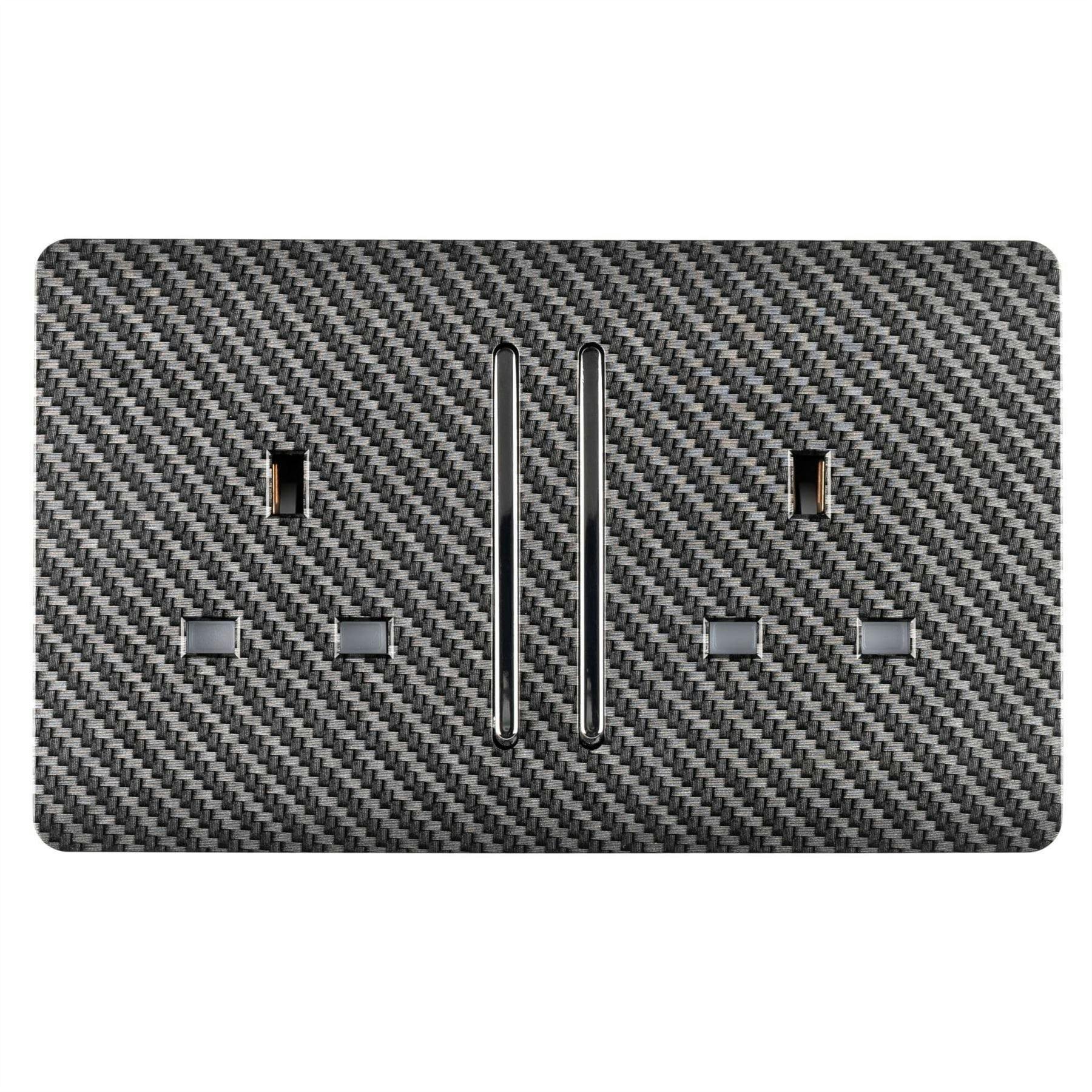 Trendi Switch 2 Gang 13 Amp Switched Plug Socket - Carbon Fibre - Image 4