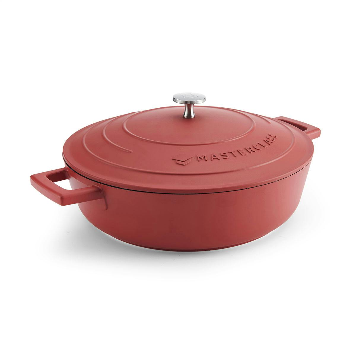 Rackhams Red Shallow Cast Aluminium Casserole Dish, 4L - Metal - Casserole Dish - Image 4