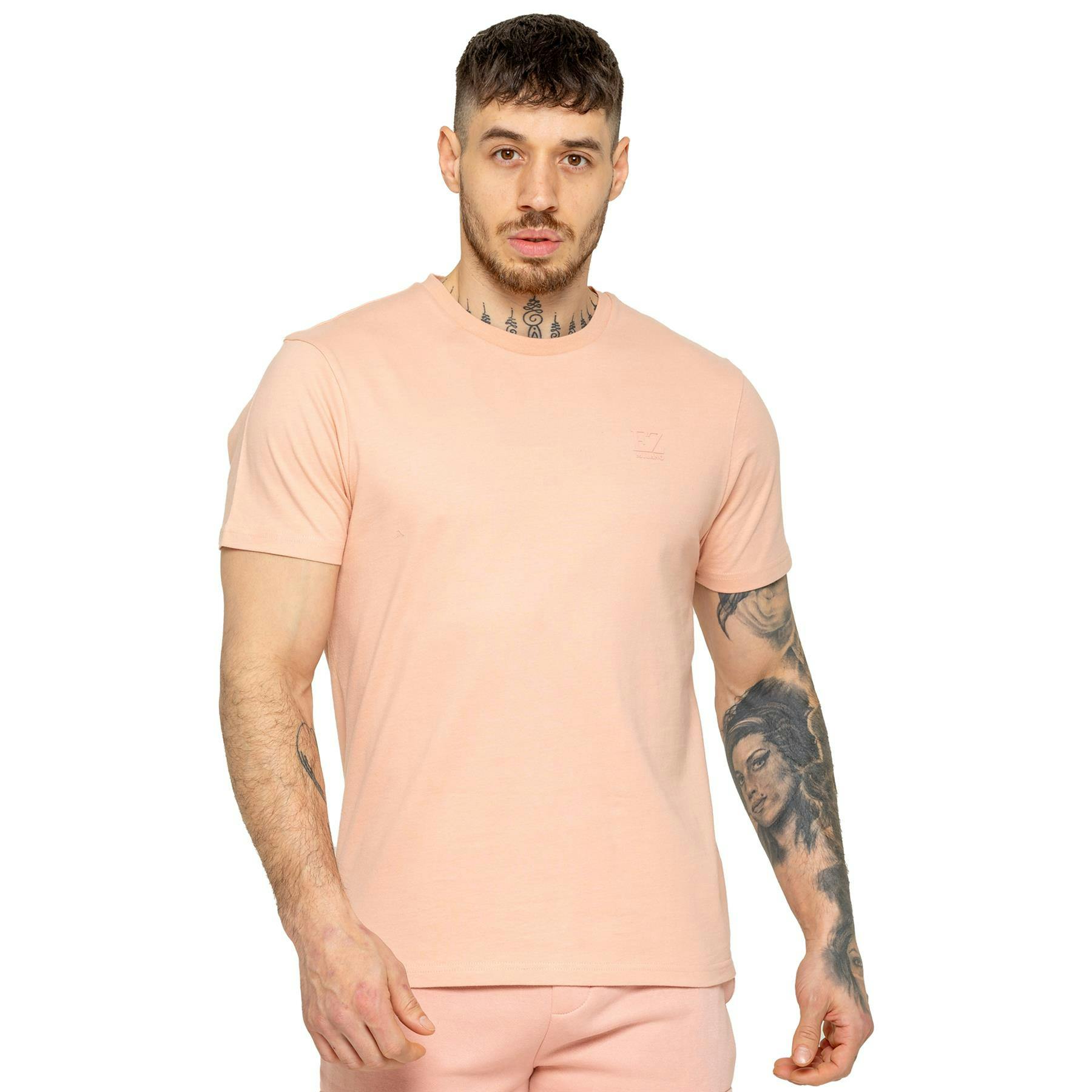 Enzo Men's Pink Crew Neck T-Shirt - L - 100% Cotton