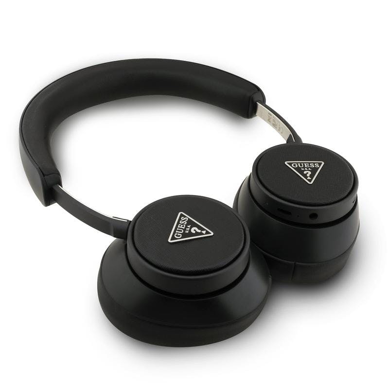 Guess Black Saffiano Enc Triangle Logo Wireless On Ear Headphones - Gubhc15pgmrtrk
