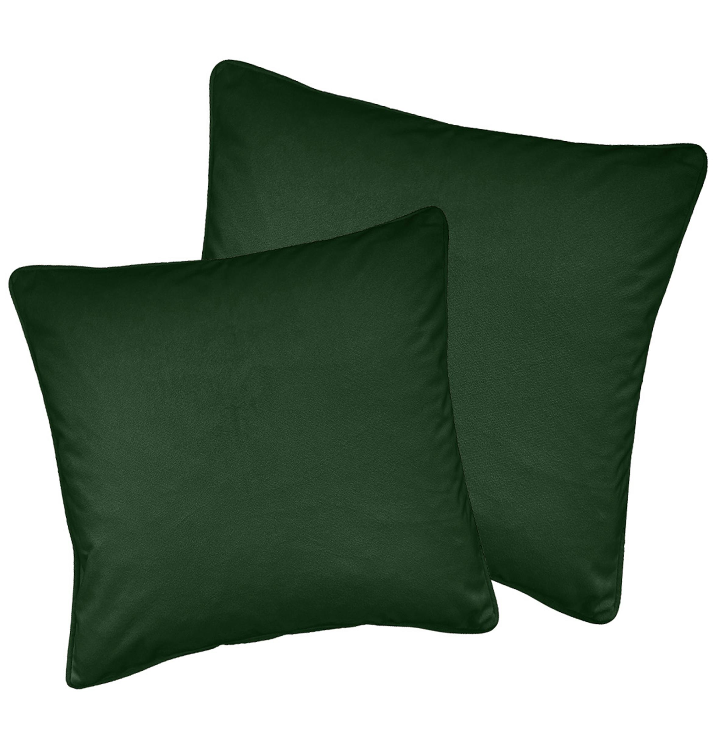 Enhanced Living Green Pair Of Soft Velvet Double Sided Zip Opening Piped Edge Cushion Covers - Cases Only - 22" (55Cm) X 22" (55Cm)