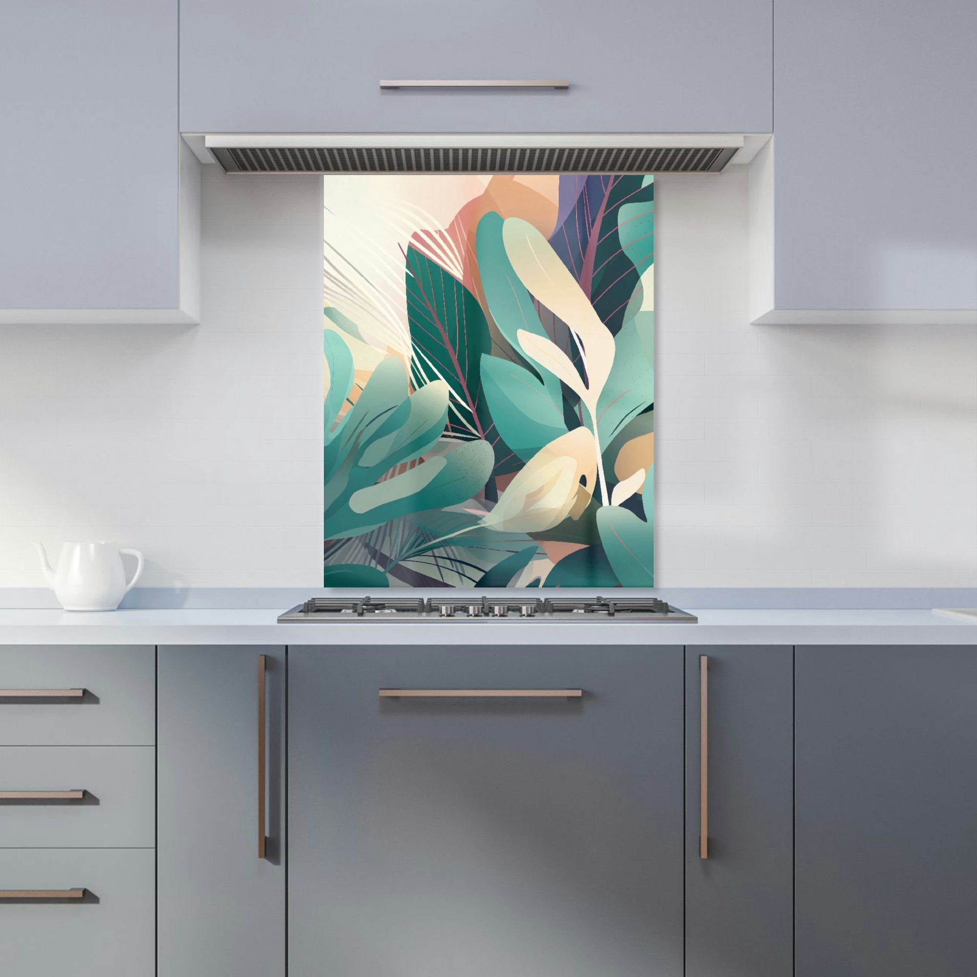 Warren Reed - Designer Abstract Tropical Leaves Kitchen Splashback - W600mm X H750mm
