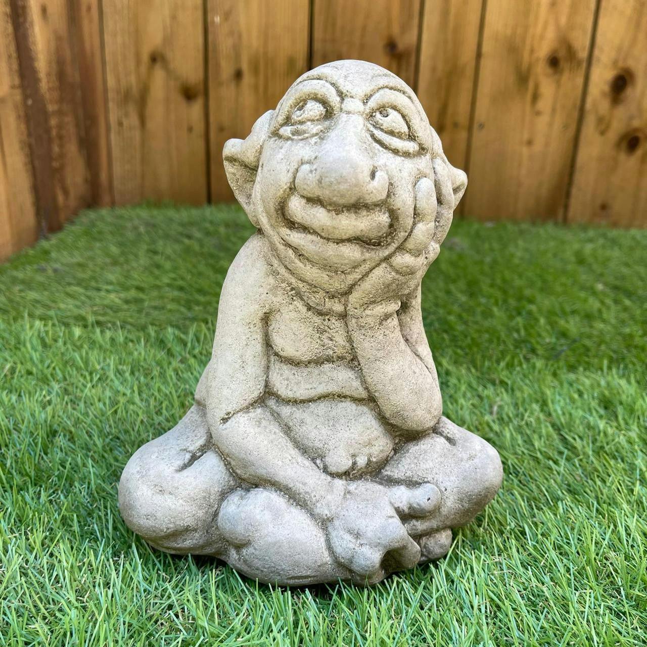 Osn Magical Sitting Goblin Stone Cast Statue Small Outdoor Ornament Garden Sculpture